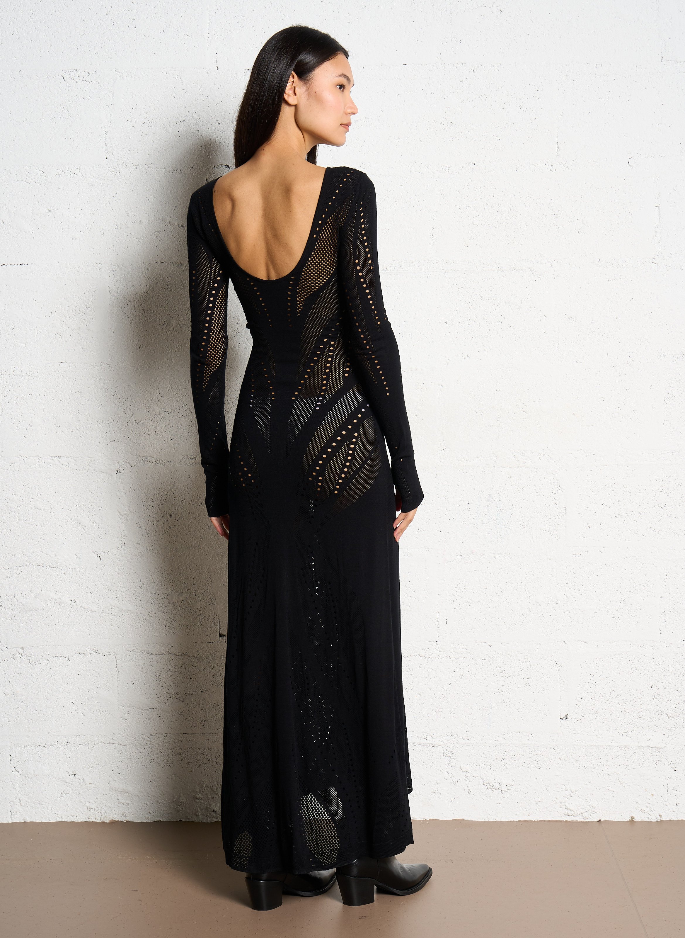 Robe longue moulante dentelle  MES DEMOISELLES Noir