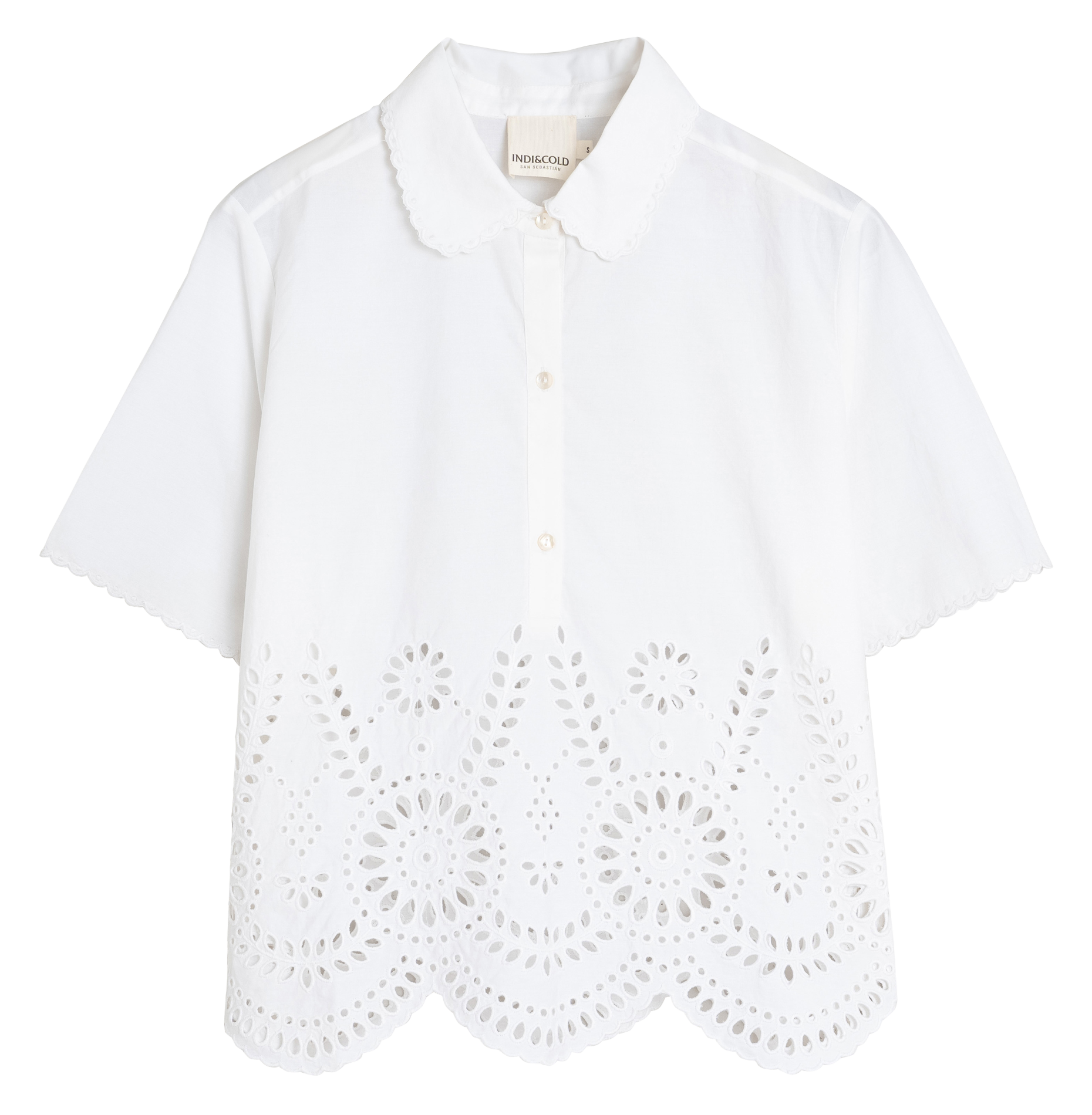 - Embroidered cotton shirt INDI & COLD White