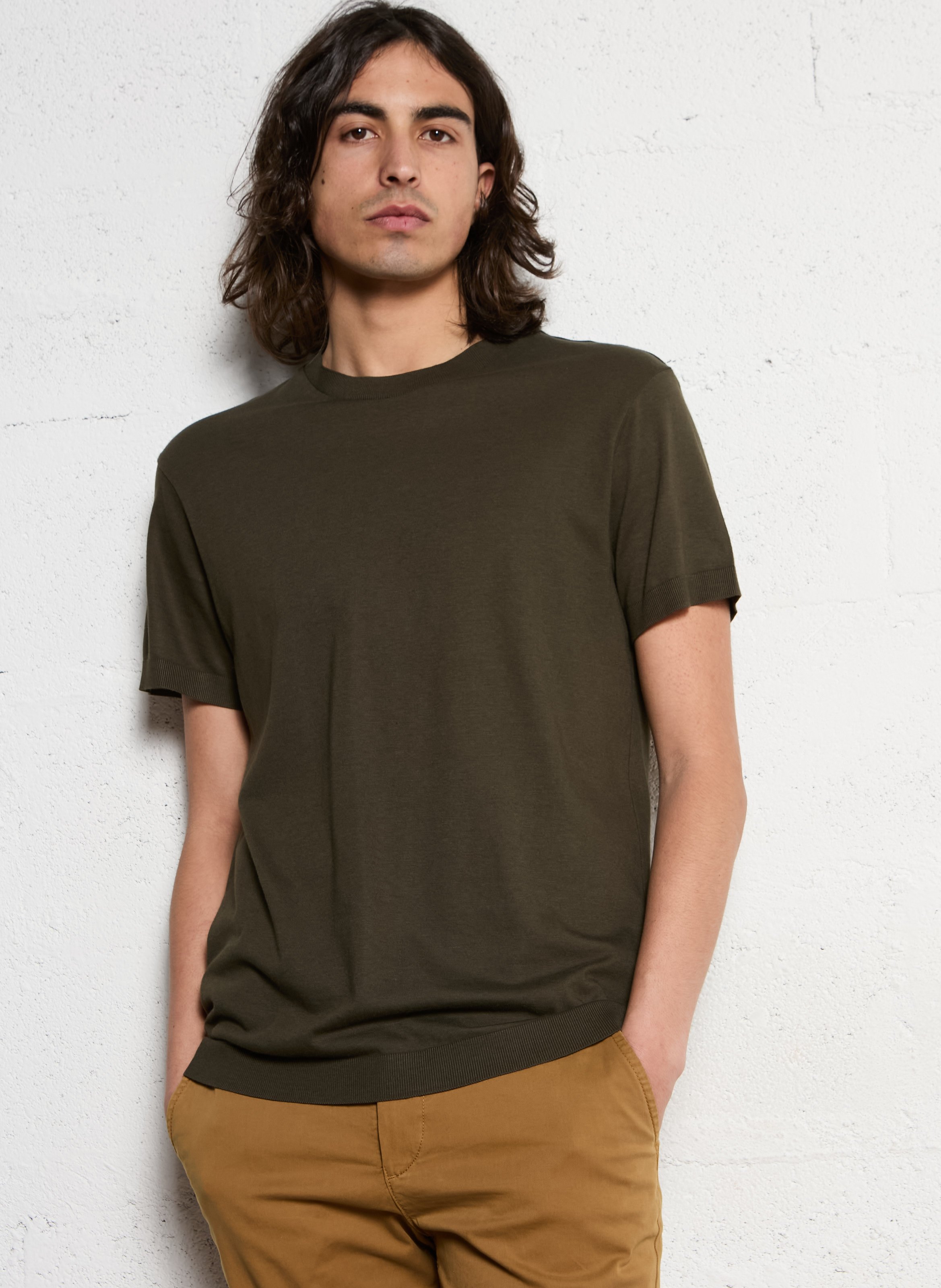 Tee-shirt droit col rond en coton mélangé IKKS