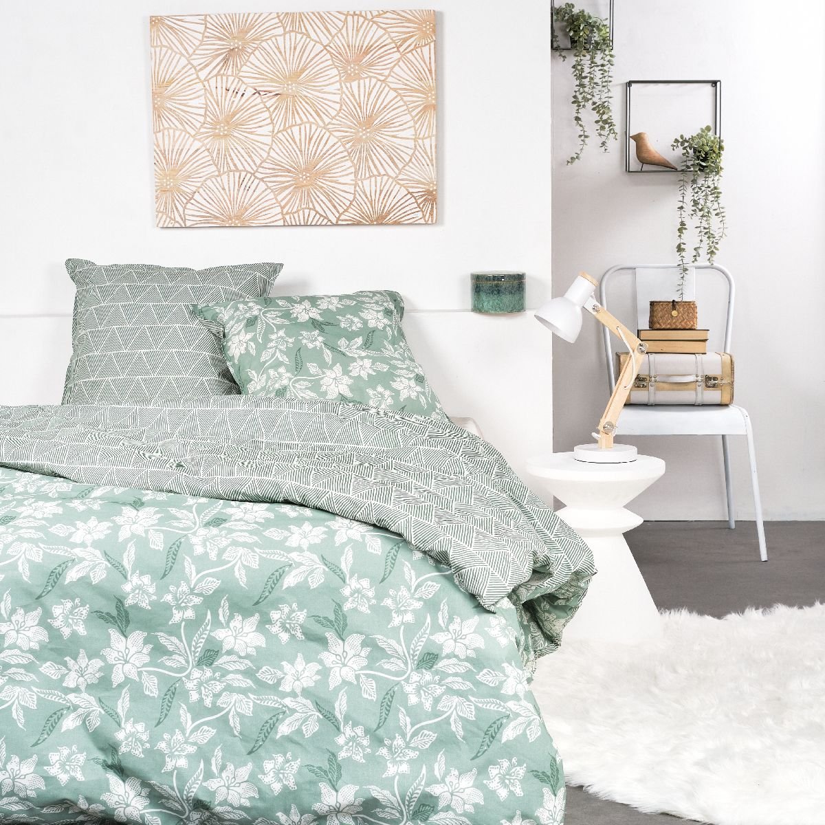 Printed cotton bed set TODAY LINGE DE MAISON Green