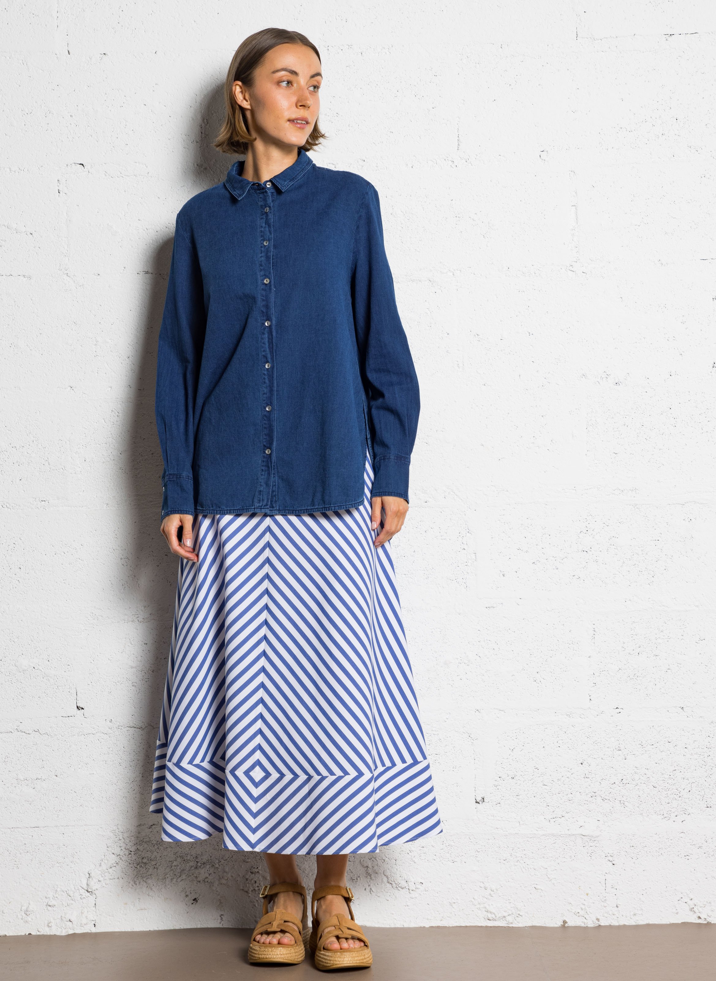 Striped long skirt in blended cotton IMPERIAL Multicolored