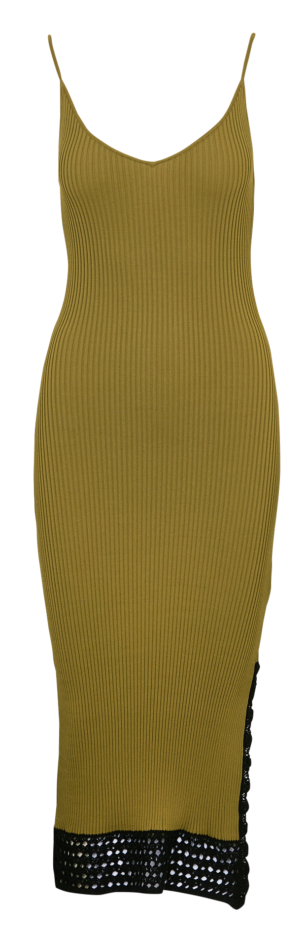 Robe midi col v  IKKS Kaki