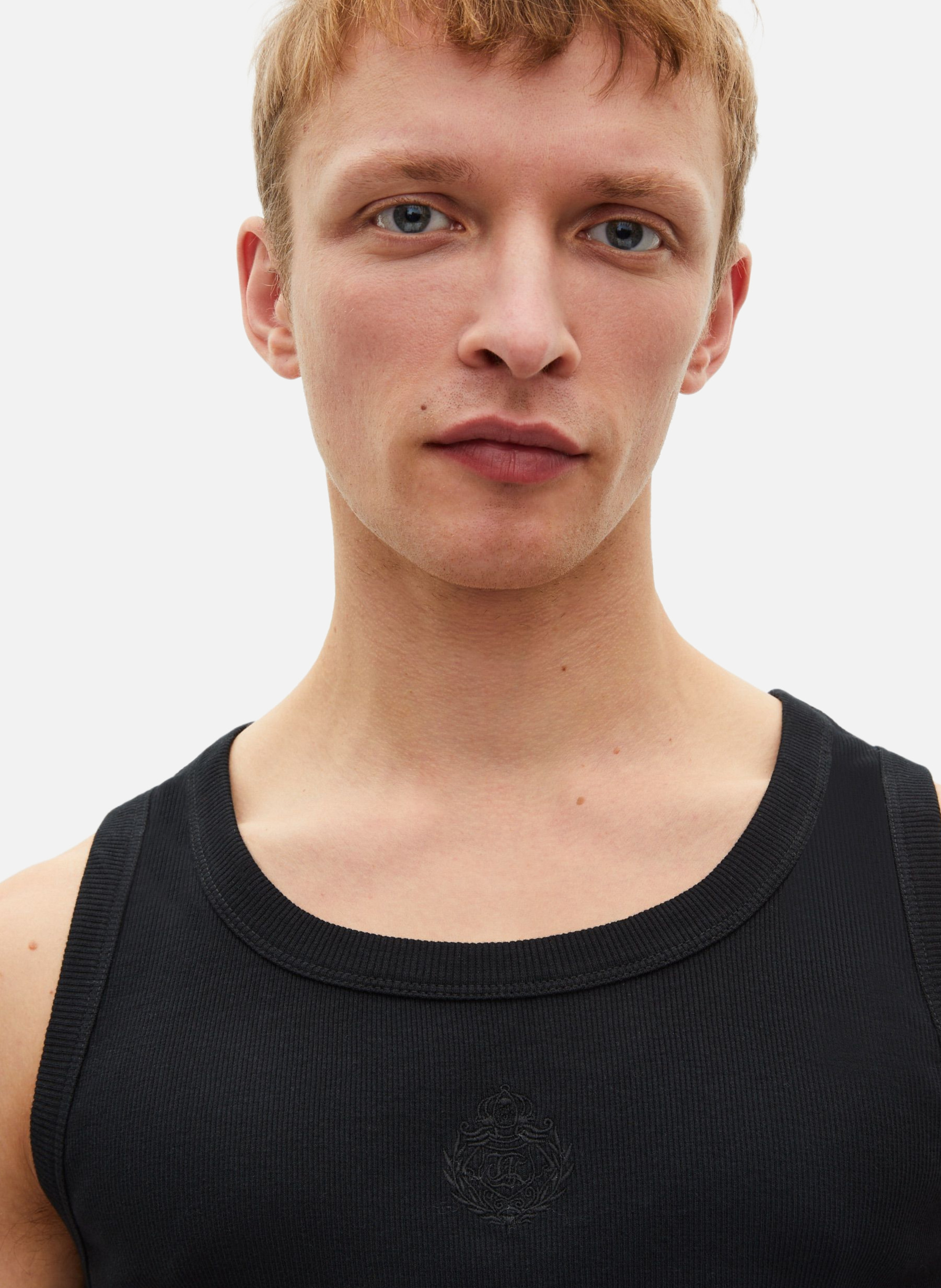 Tank top with coat of arms embroidery THE KOOPLES Black