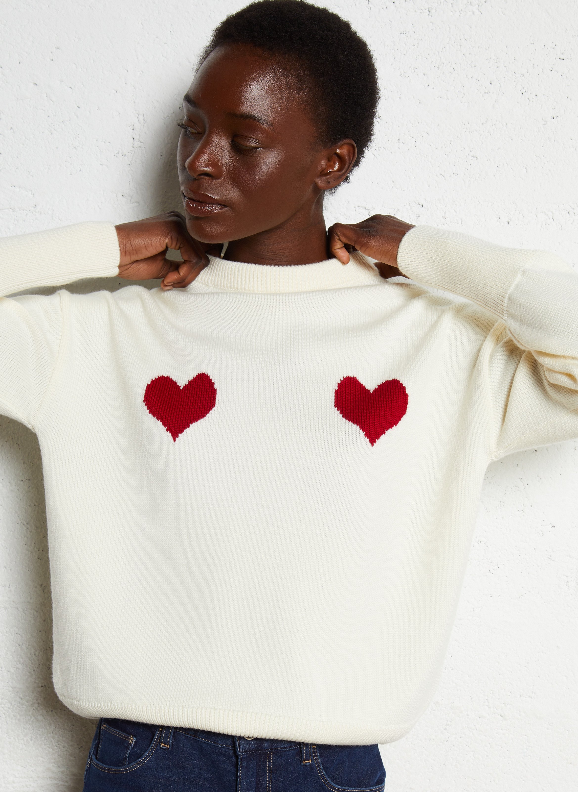 Gestreepte wollen trui ELISE CHALMIN Wit