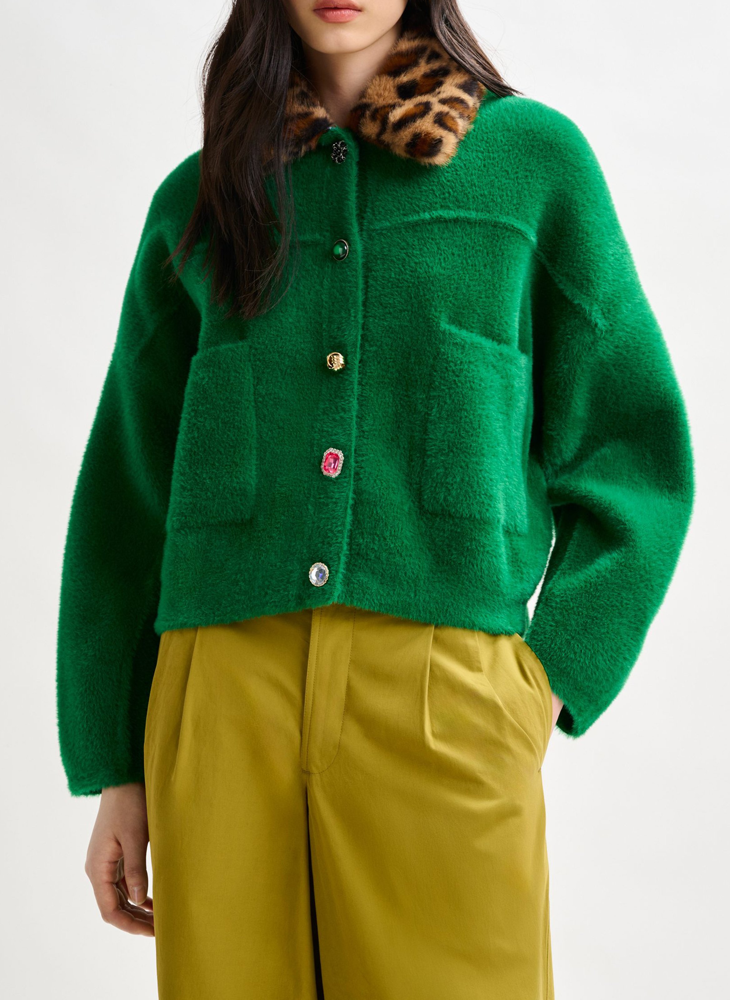 Cardigan ample à col fourrure amovible ESSENTIEL ANTWERP