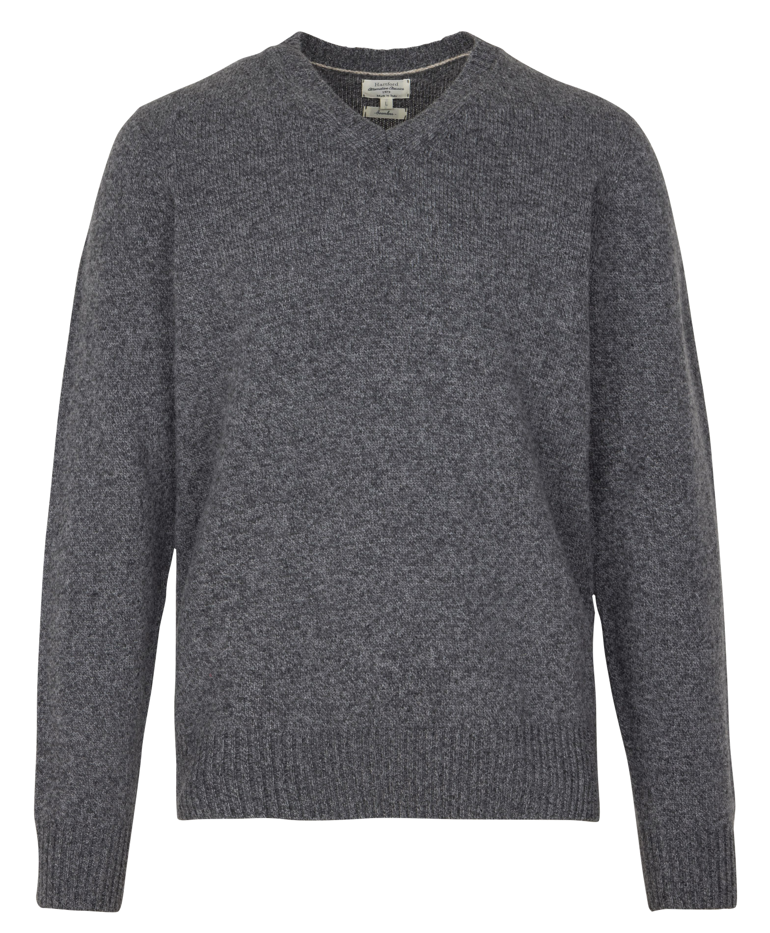 Rechte, wollen trui met V-hals HARTFORD Grijs