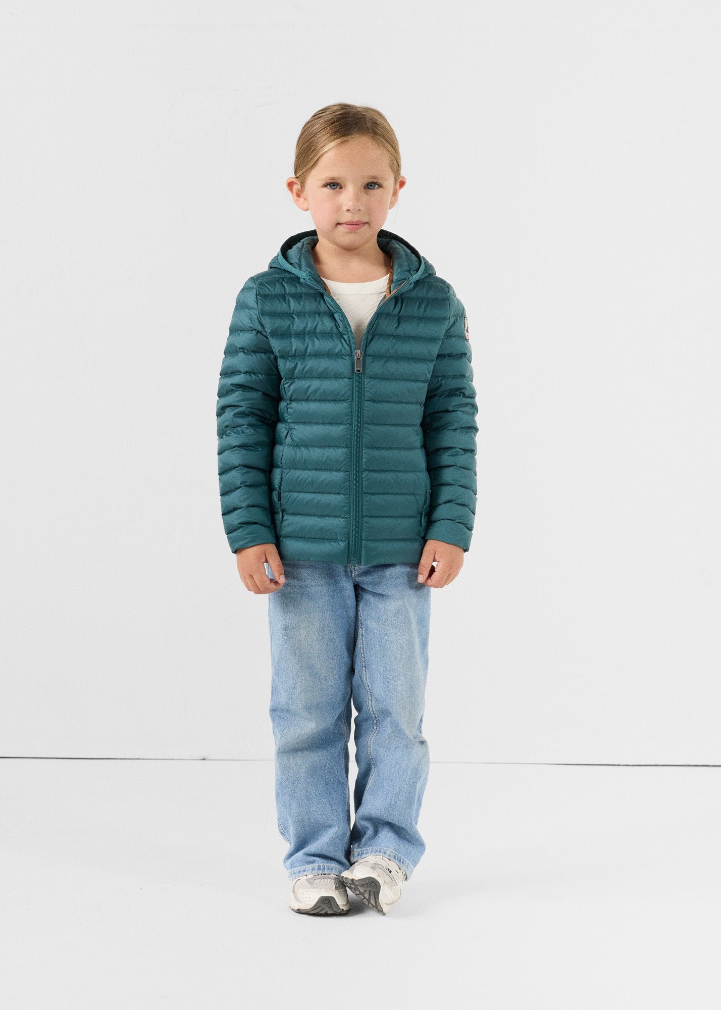 Carla lightweight hooded children's down jacket JOTT Green