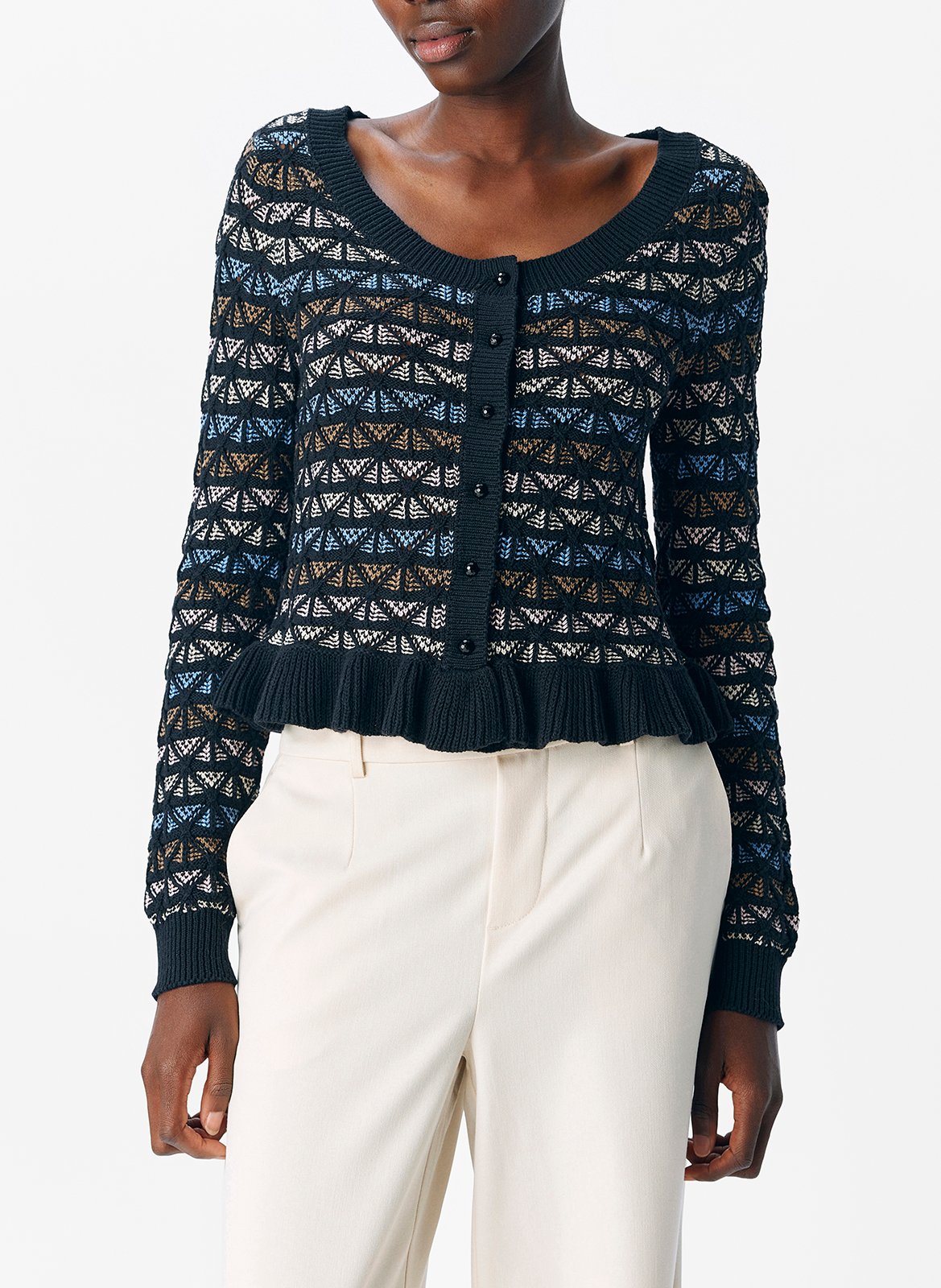 Ronde hals vest van biologisch katoen OBJECT Zwart