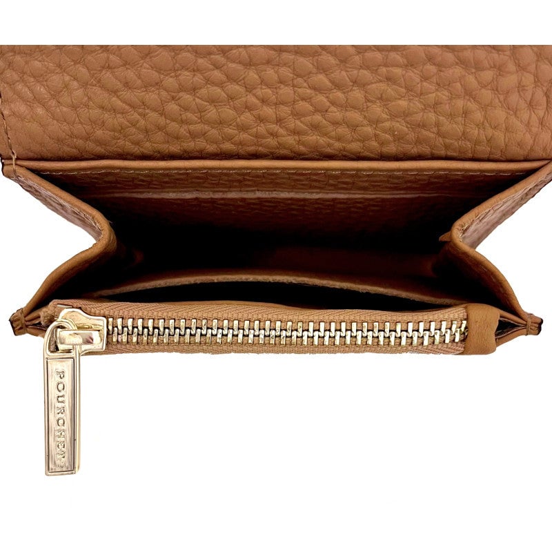 Leather coin purse POURCHET Brown