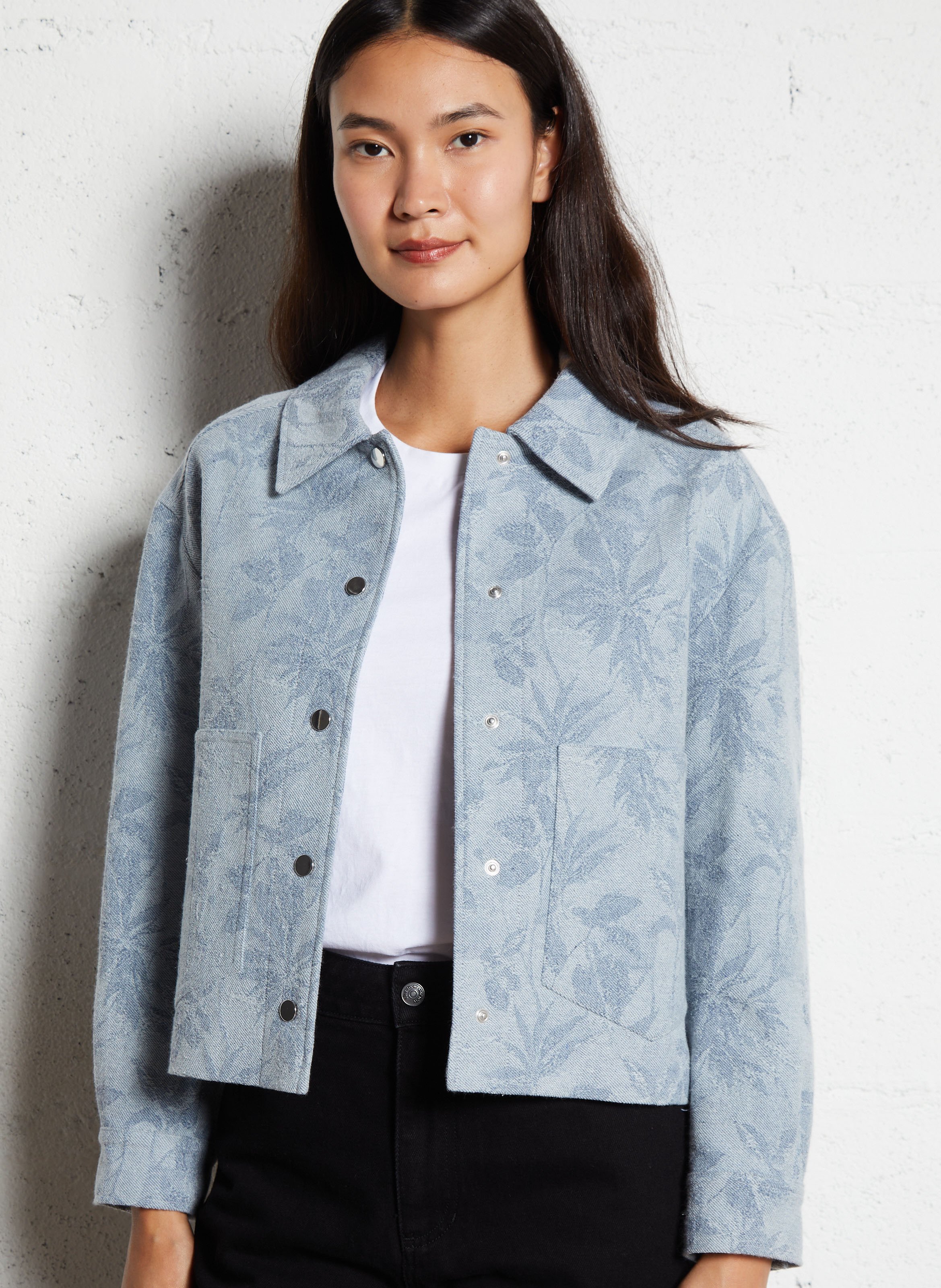 Veste col calssique en jacquard de coton MAISON 123 Bleu