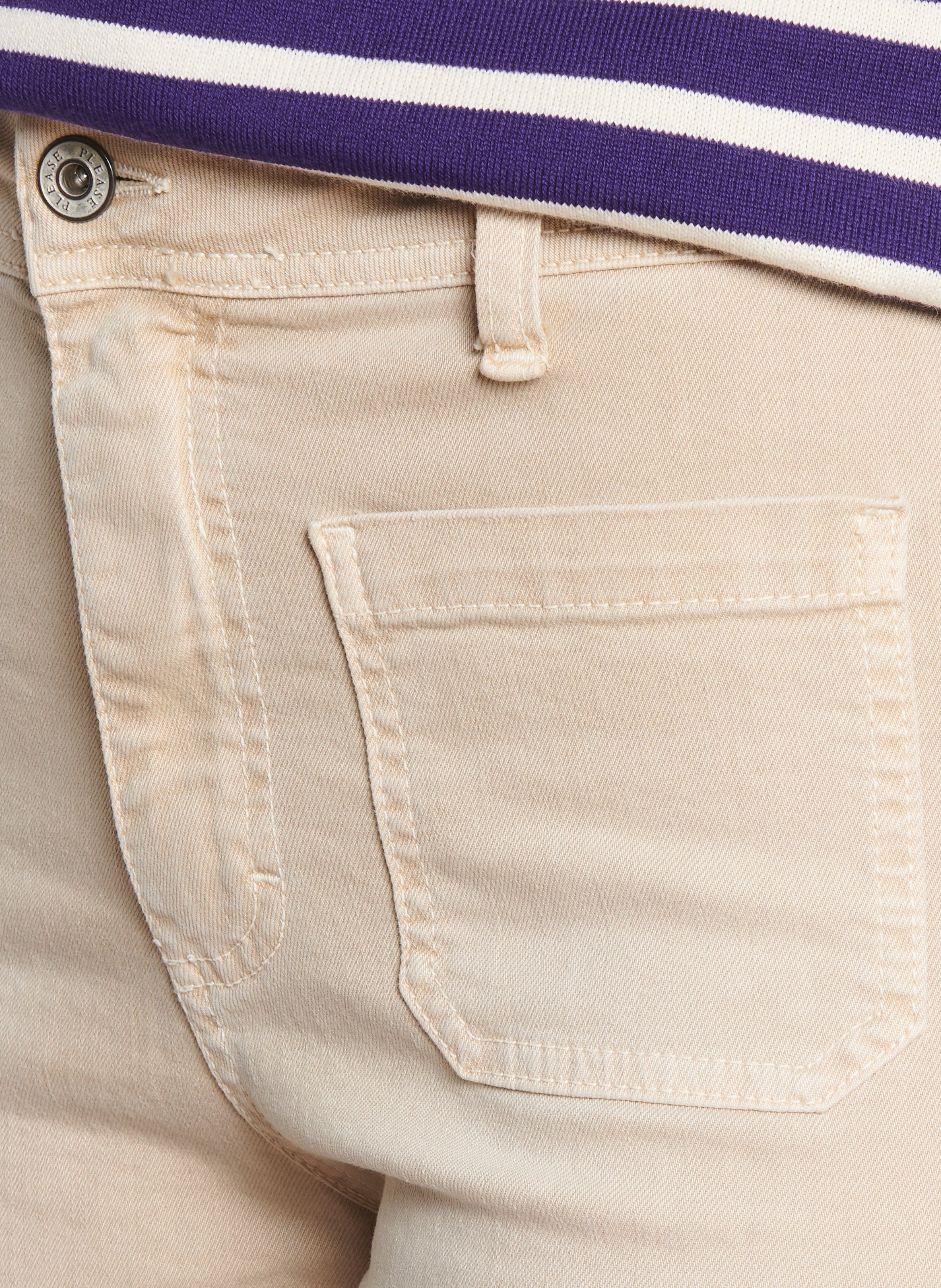 Jean flare en coton mélangé PLEASE Beige