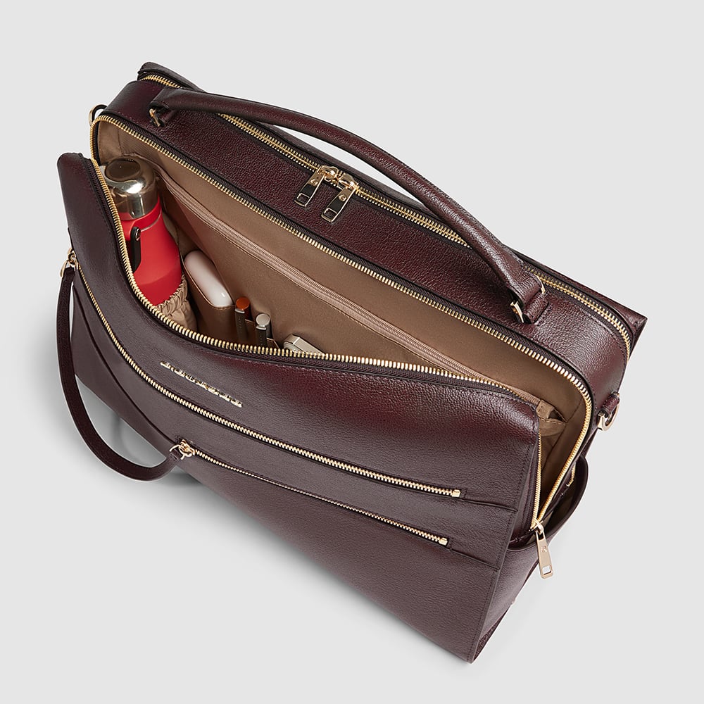 Women's laptop bag with iPad® compartment, shock protection, and RFID protection PIQUADRO Red