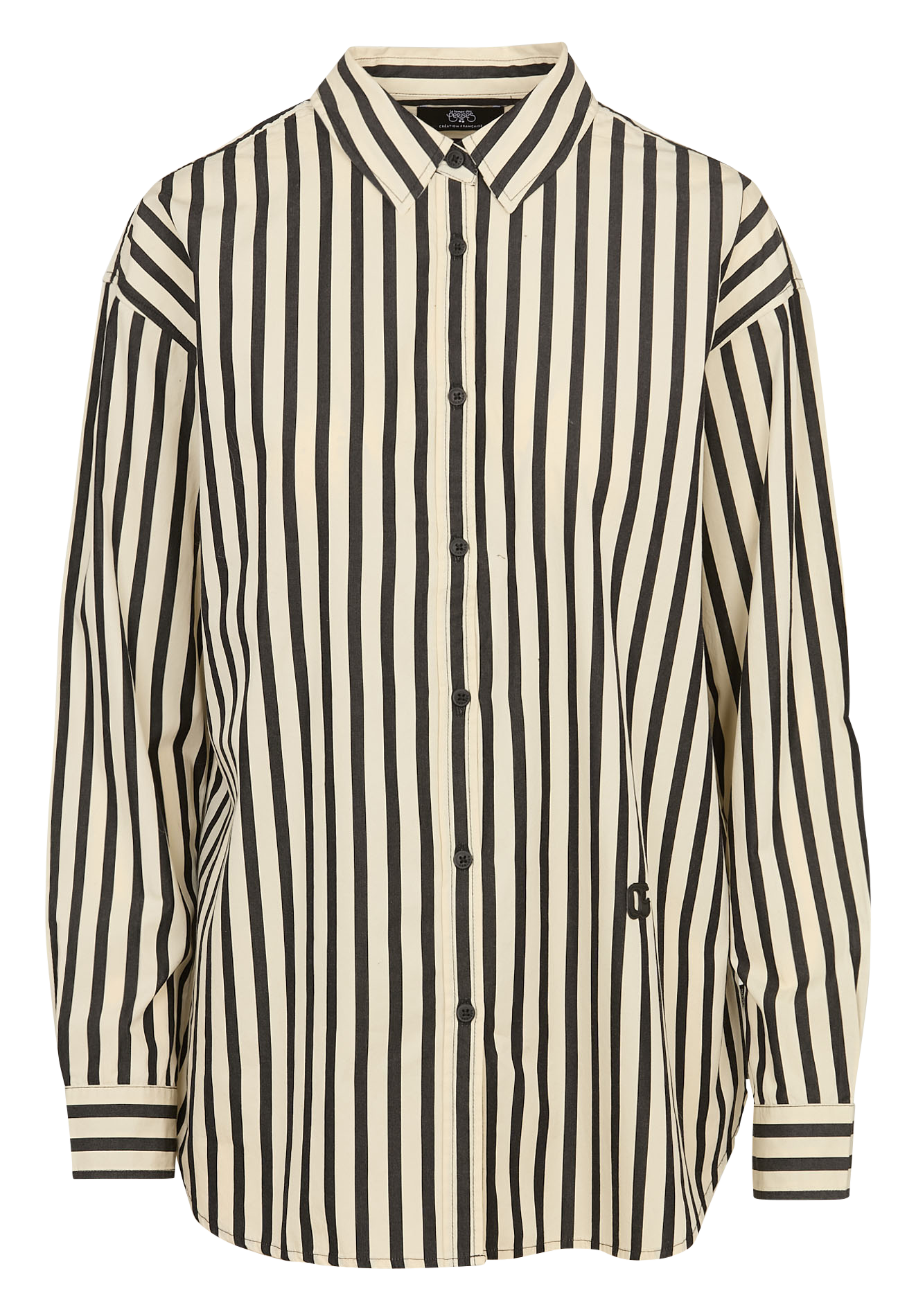 Oversized cotton shirt with classic collar LE TEMPS DES CERISES Black