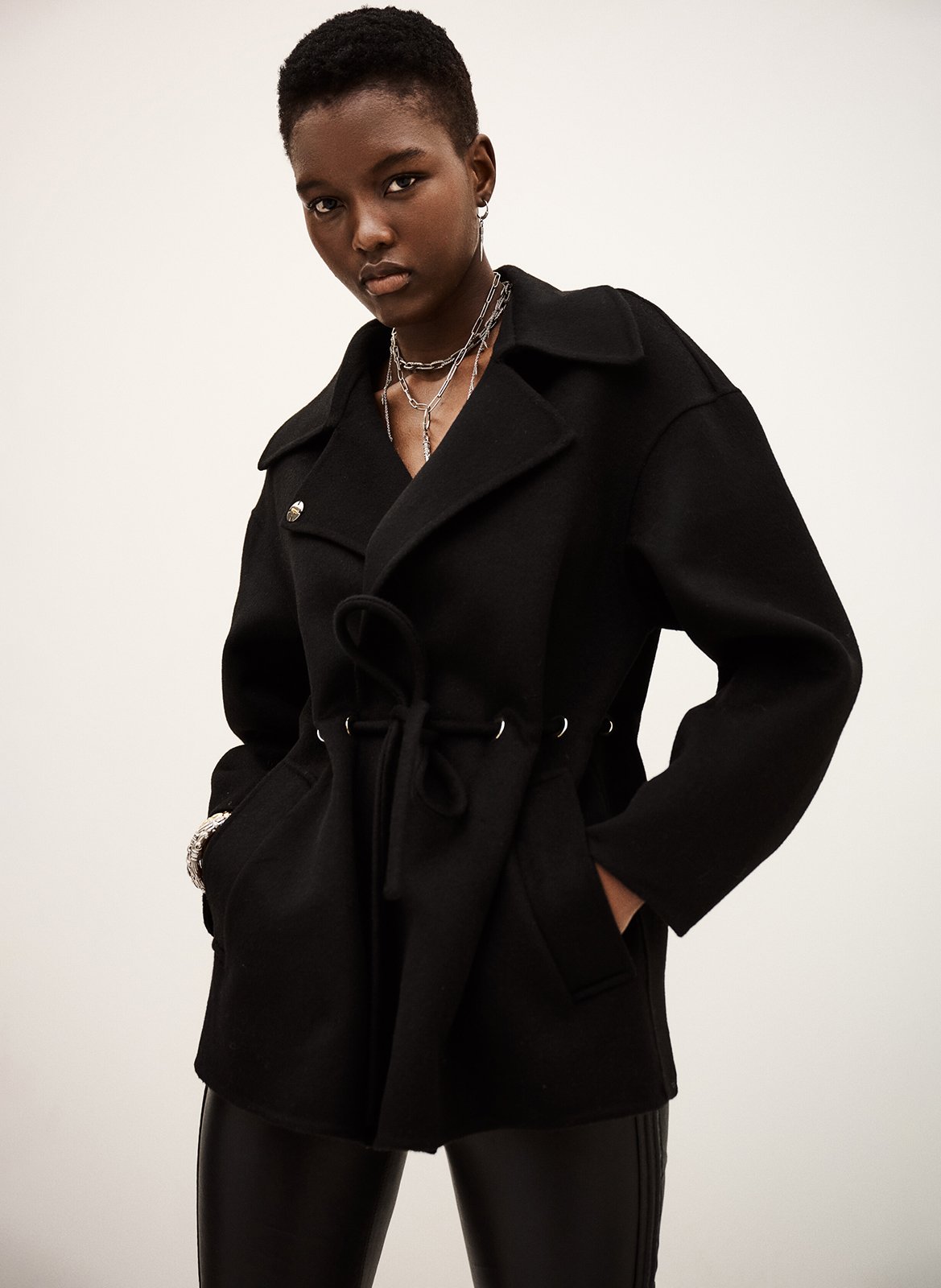 Loose-fit wool-blend coat with classic collar BA&amp;SH