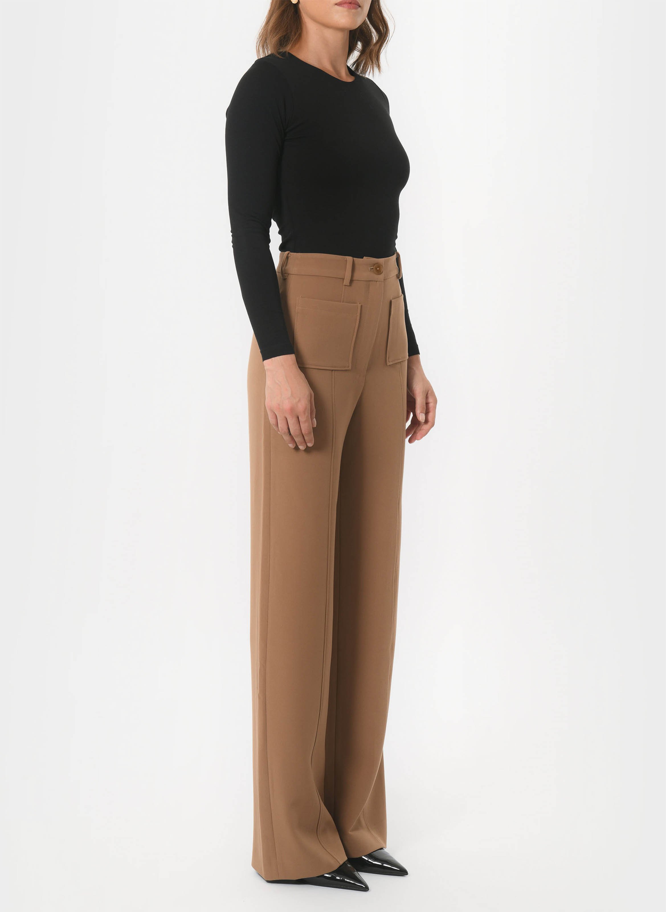 Solid wide-leg trousers with patch pockets KOOKAI Beige