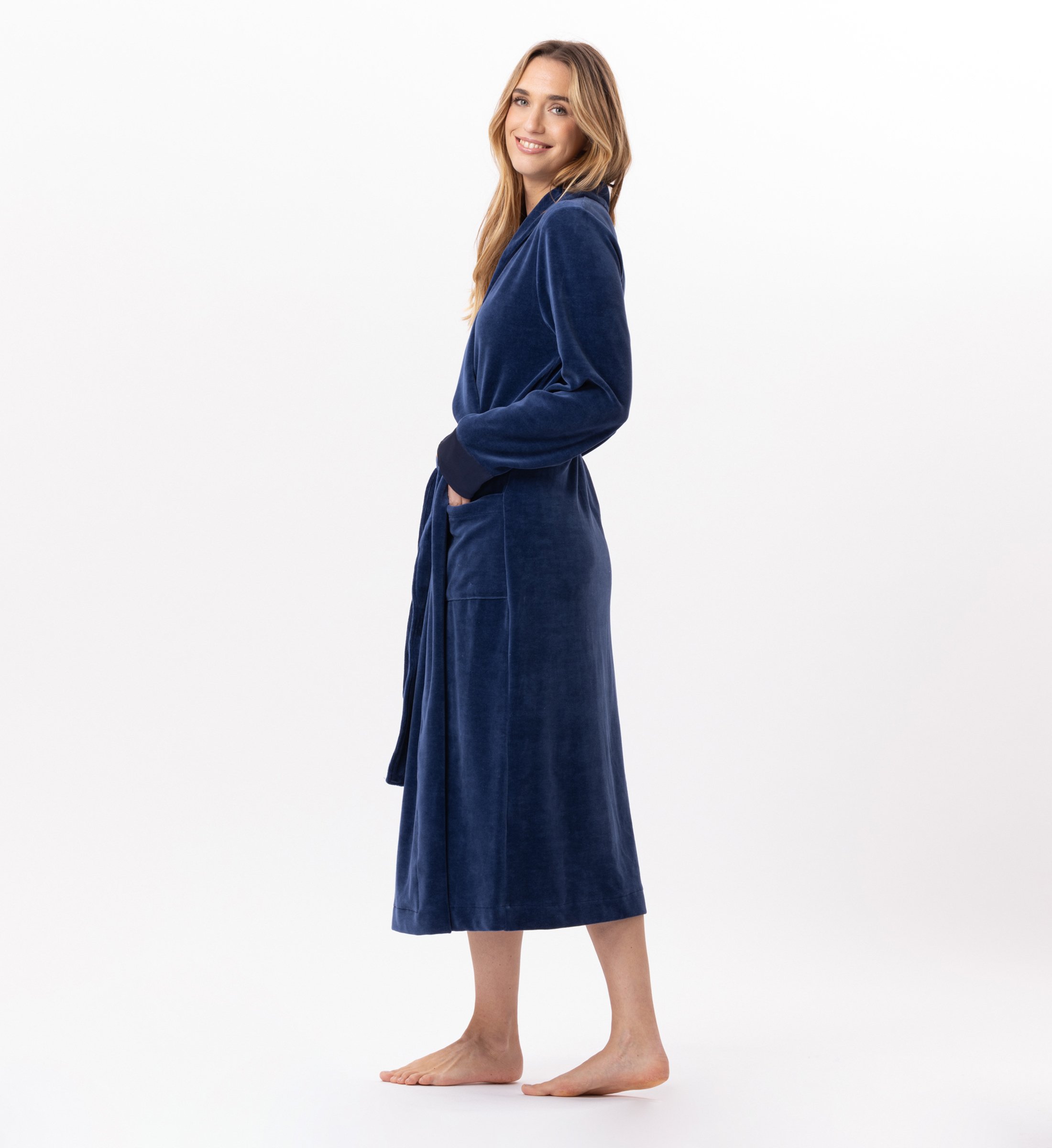 Crossed velvet dressing gown LE CHAT Blue