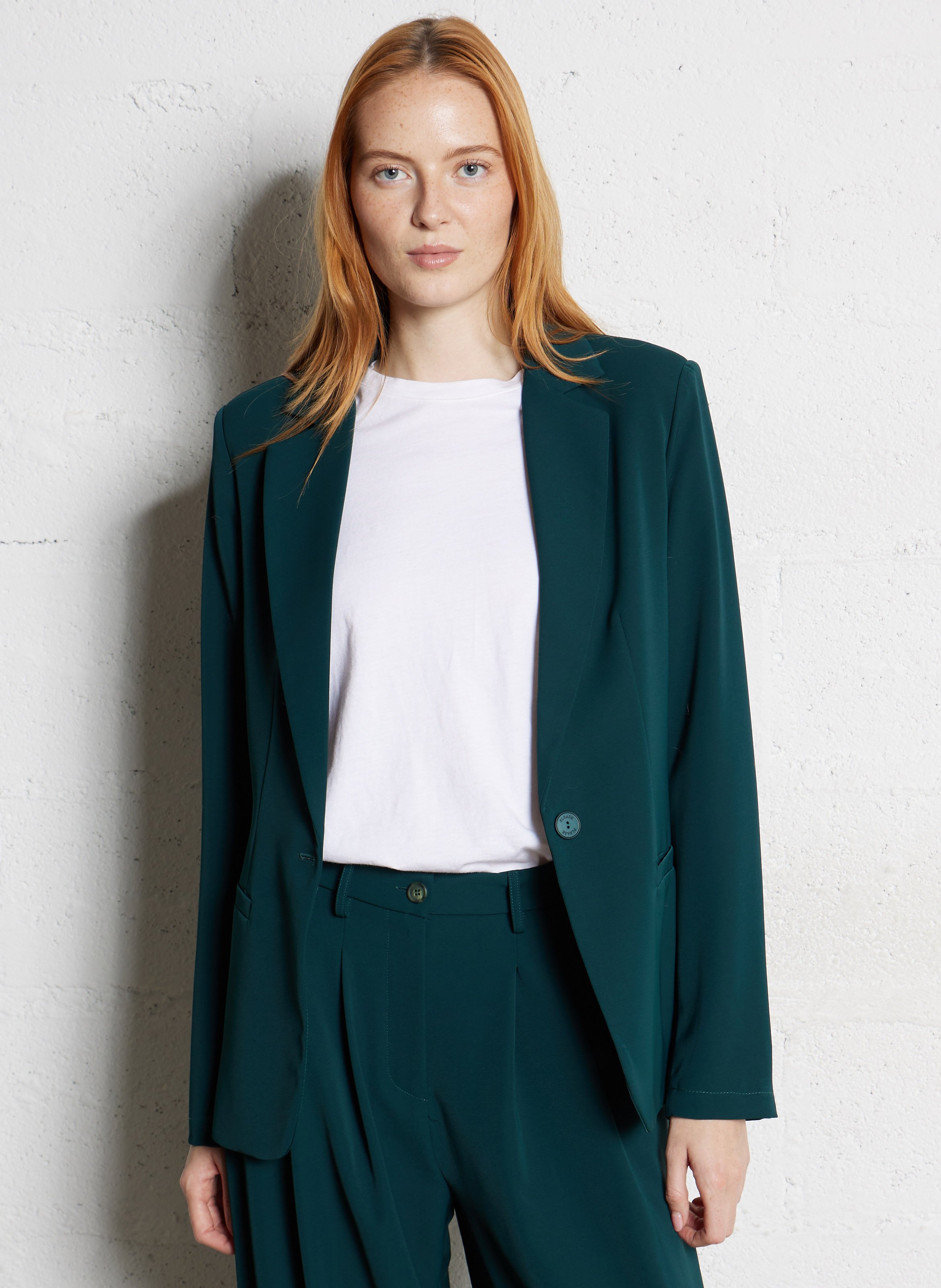 Veste tailleur fluide unie  PLEASE Vert