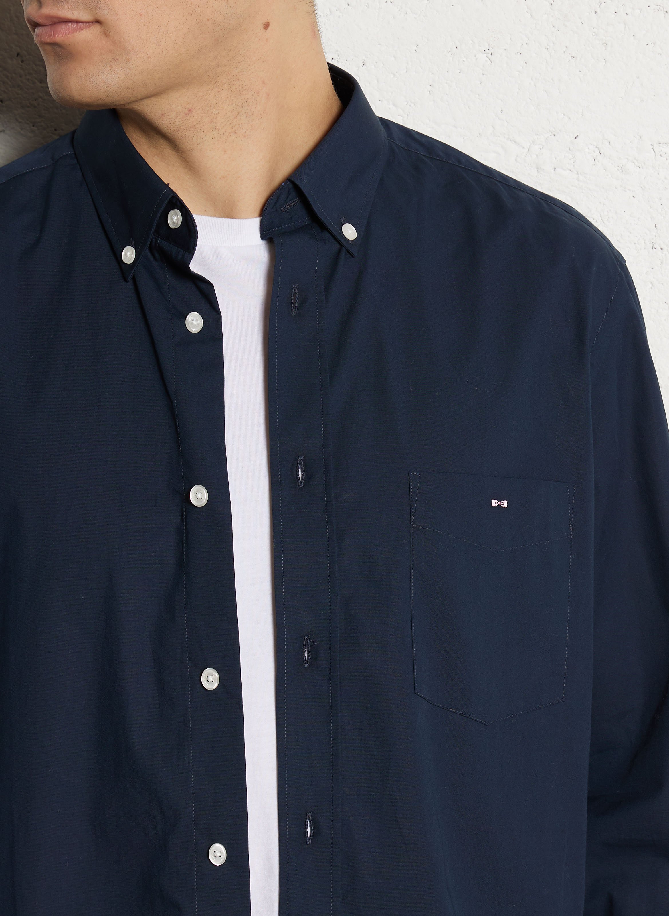 Chemise droite col classique en coton EDEN PARK Bleu