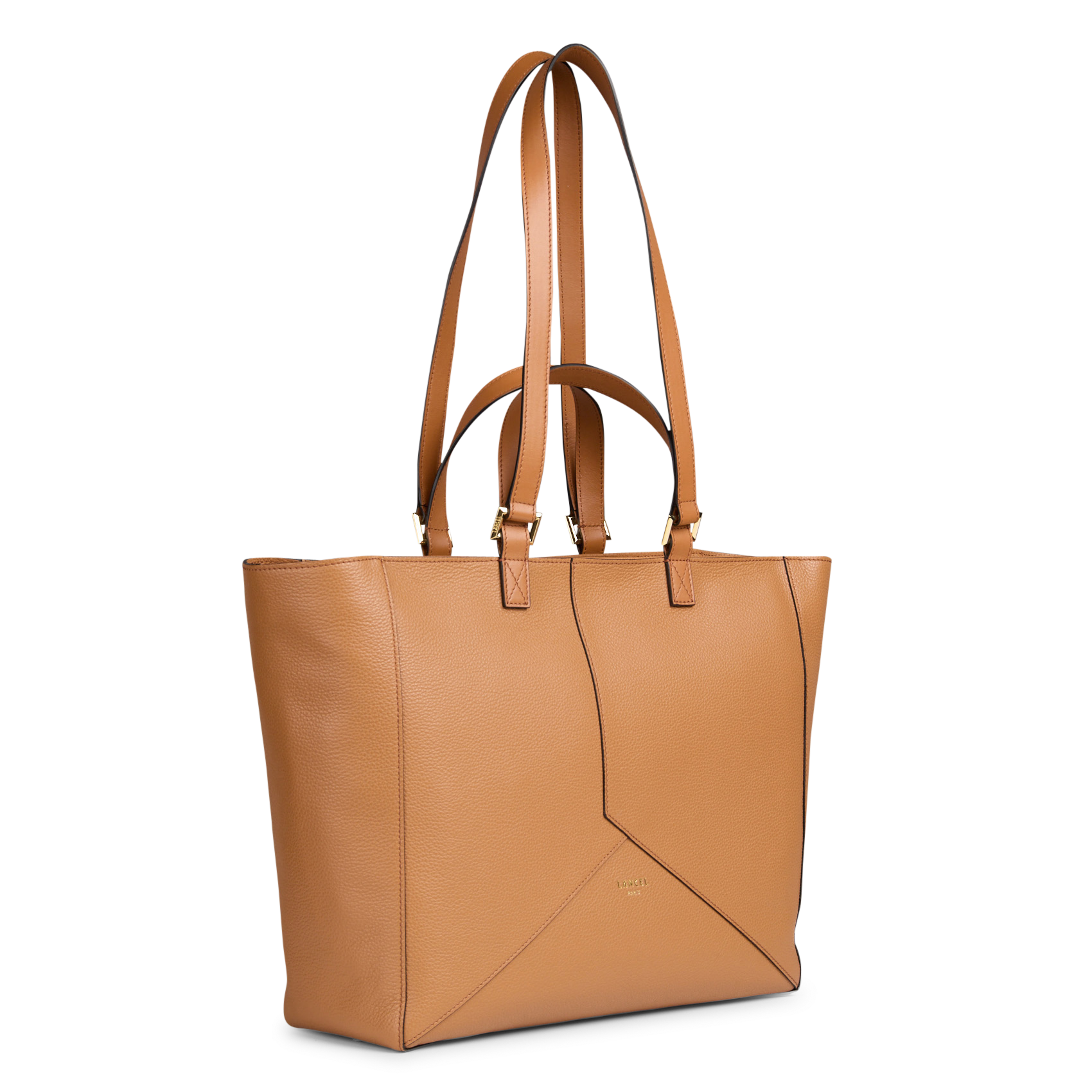 Einfarbige Ledertasche Beige