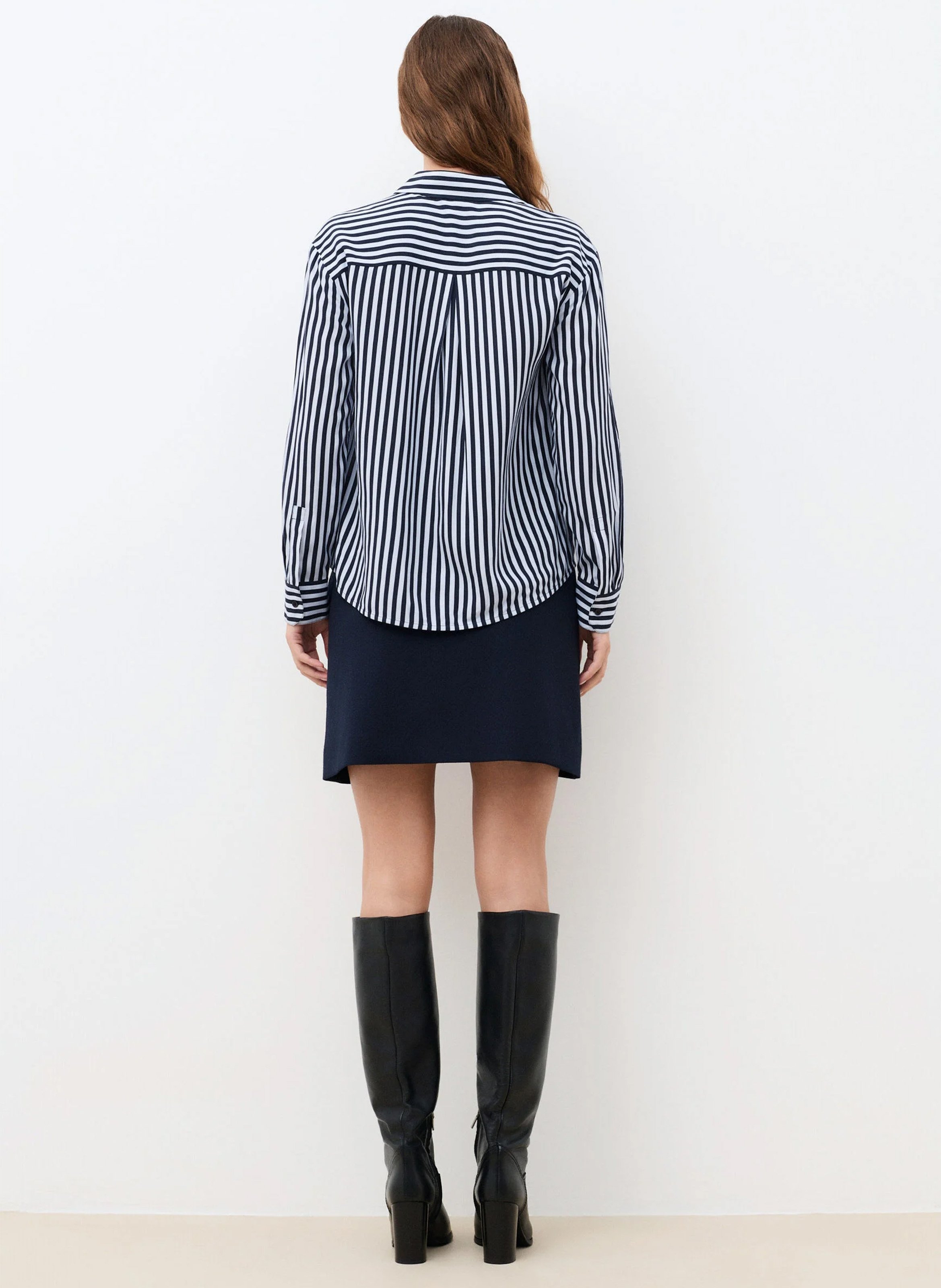 Chemise droite col classique à rayures CAROLL Bleu