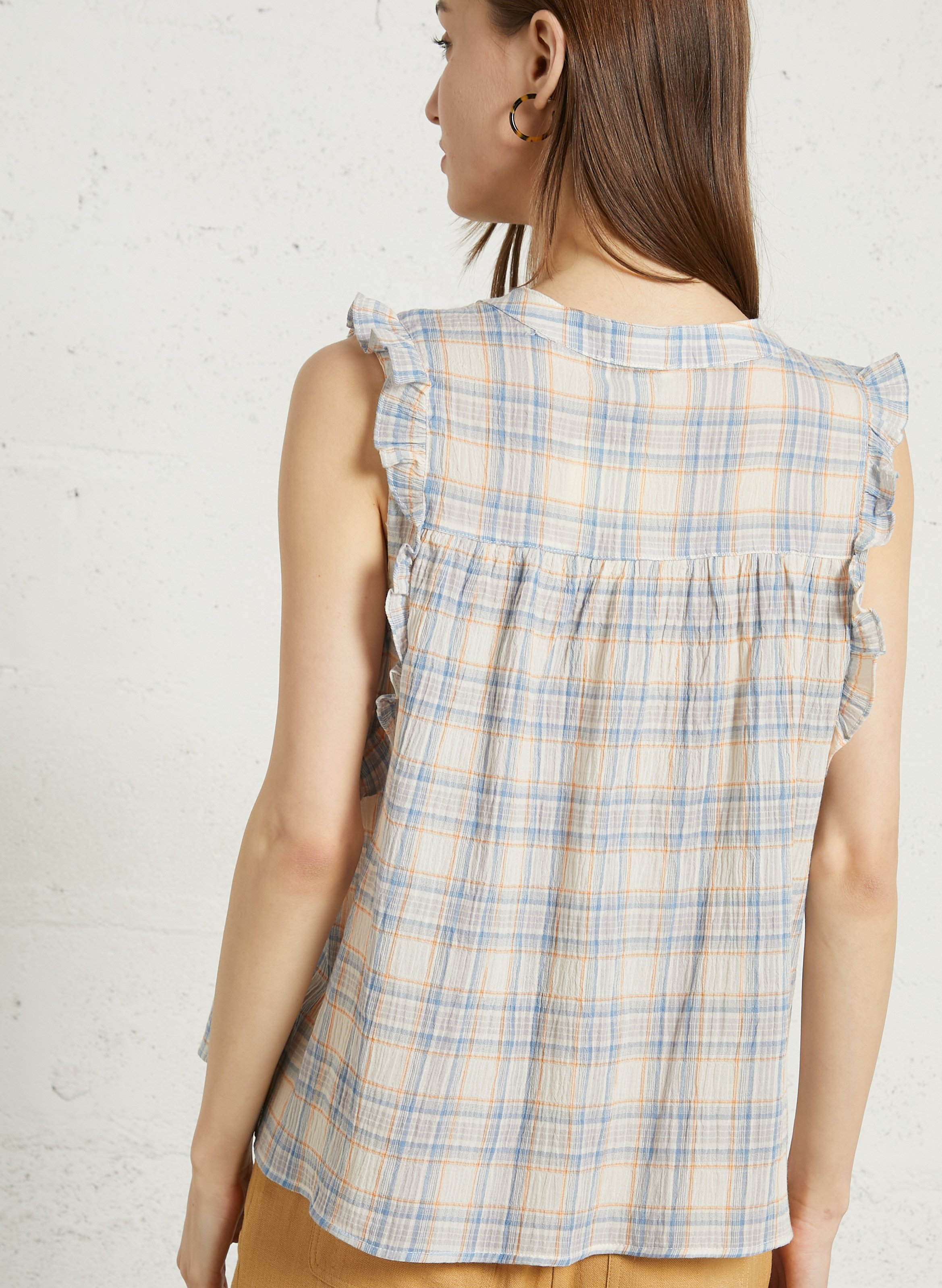 Top sans manches col rond imprimé SEE U SOON Bleu