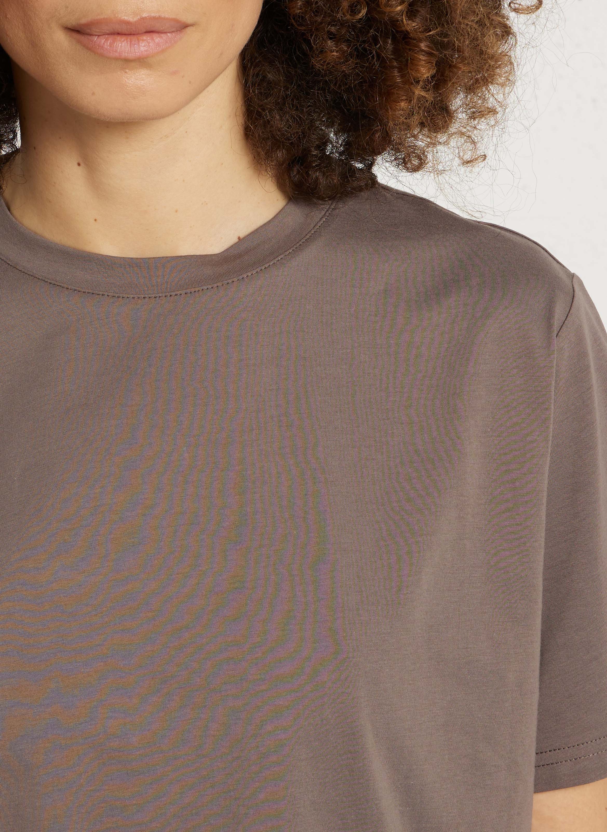 Gerade geschnittenes Rundhals-T-Shirt aus Baumwolle RUE DE TOKYO Beige