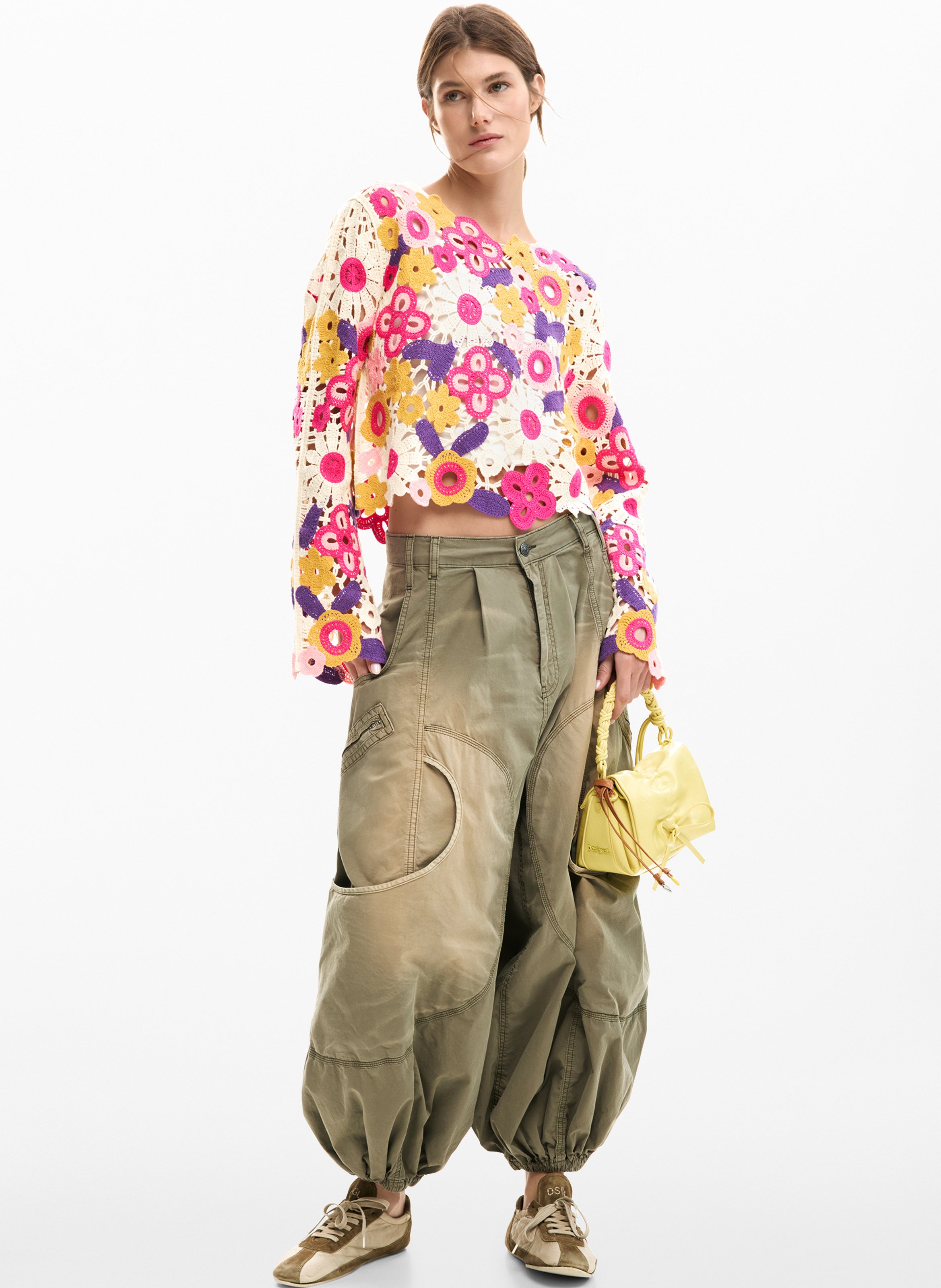 Pull col rond en coton DESIGUAL Blanc