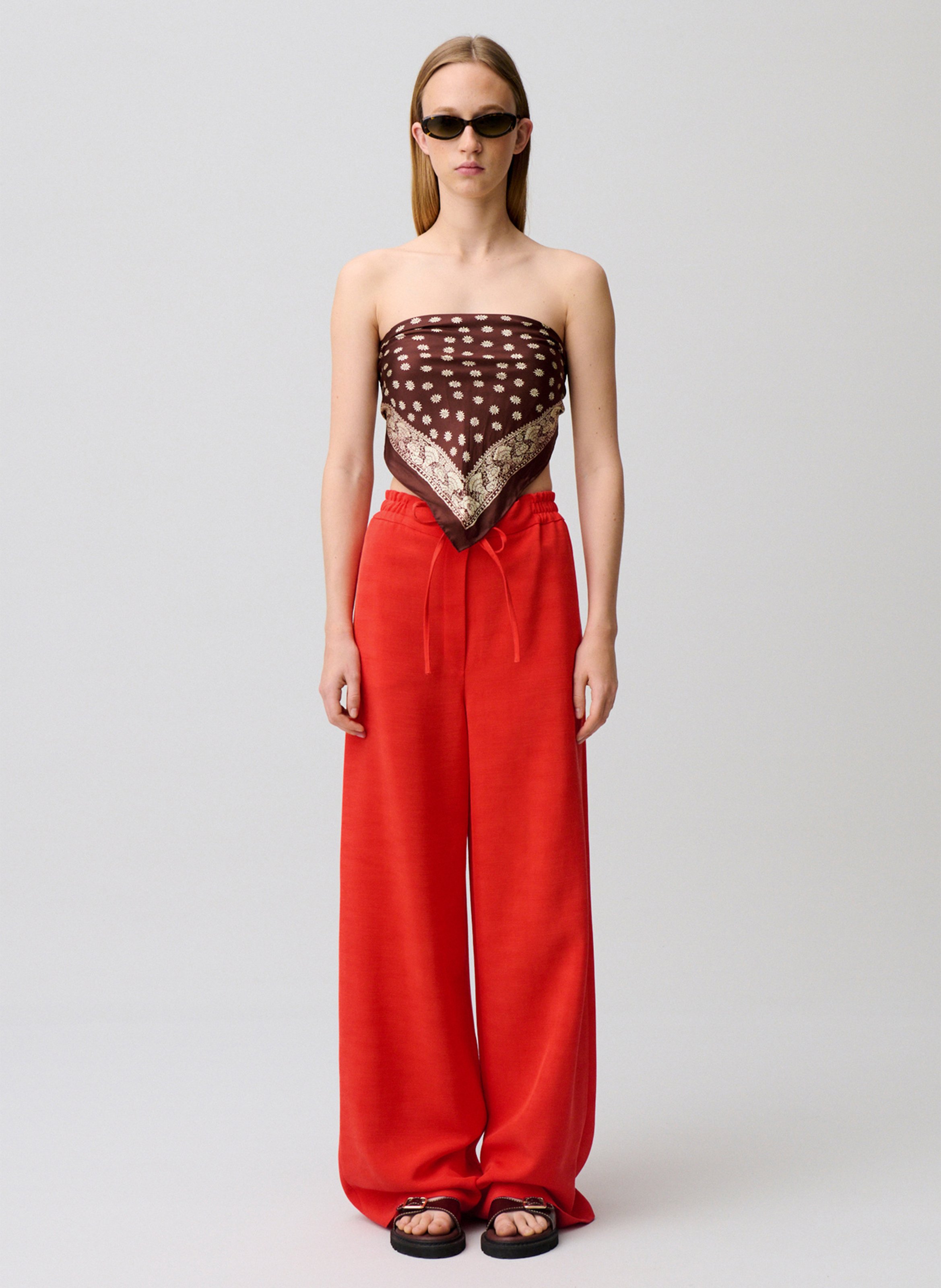 Pantalon large élastiqué uni CLAUDIE PIERLOT Orange