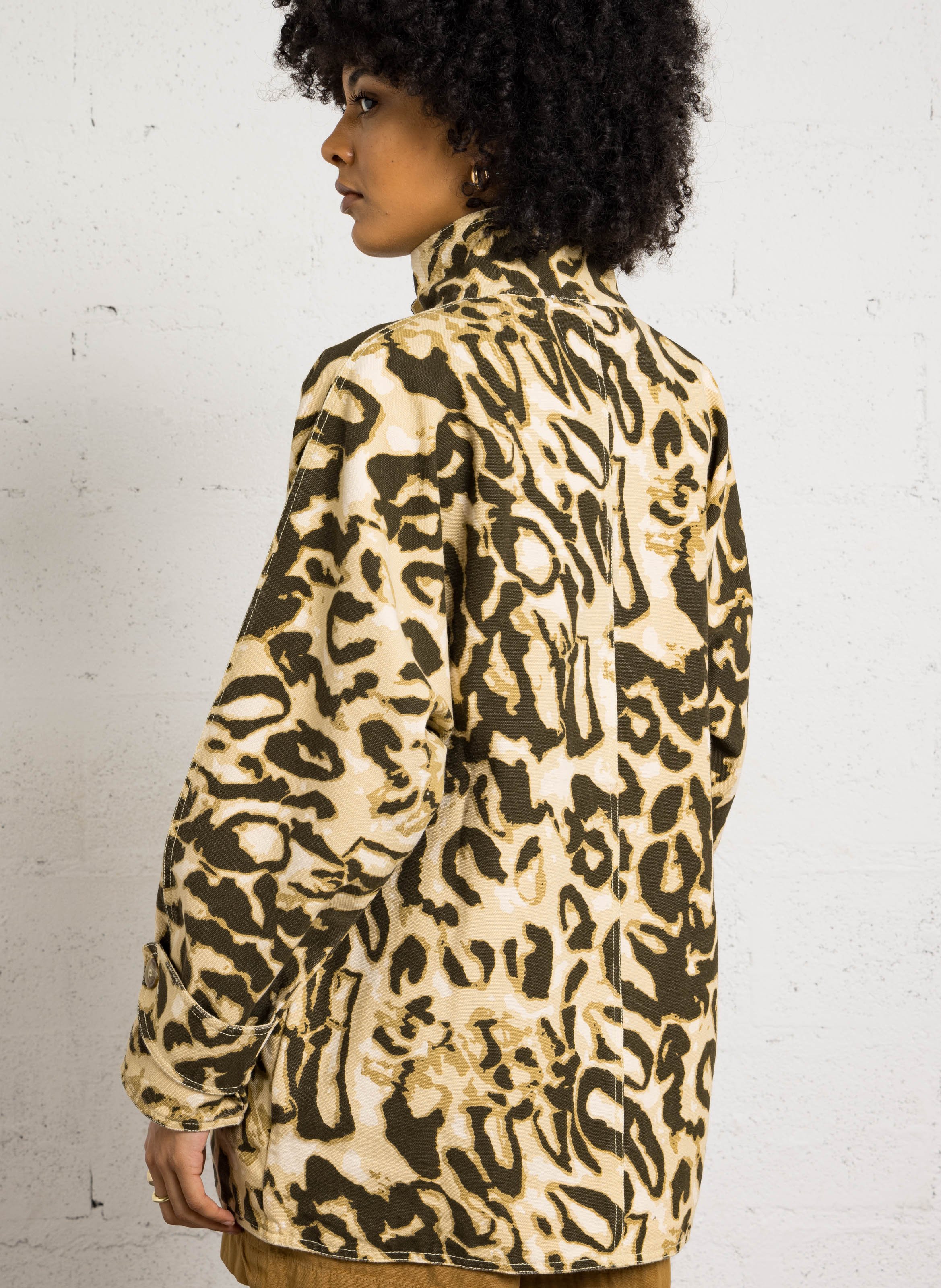 Oversized button-up jacket with patterns LEON & HARPER Beige