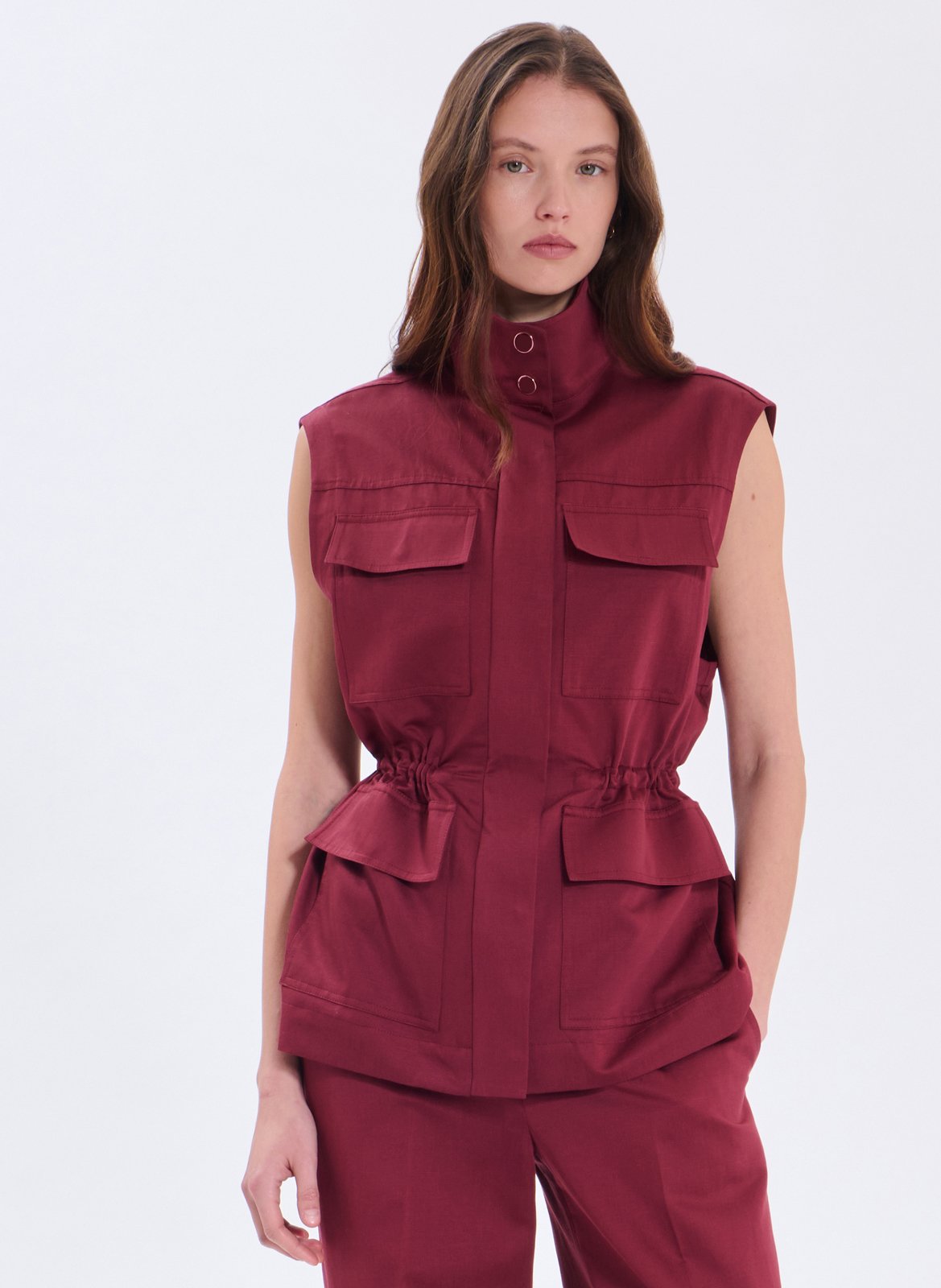 Jas van biologisch katoenmix hoge kraag ZAPA Rood