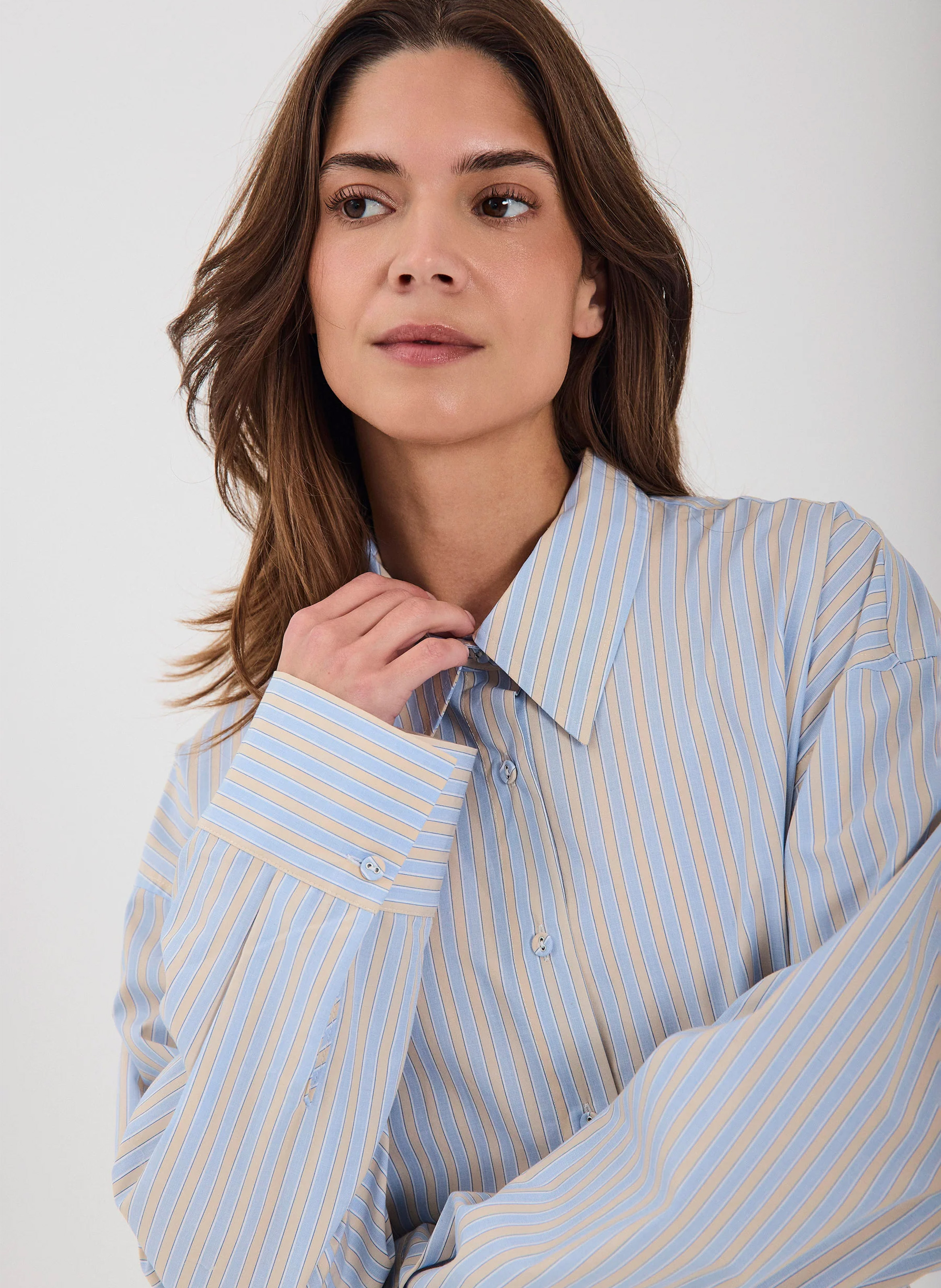 Blouse met klassieke kraag NORR Blauw