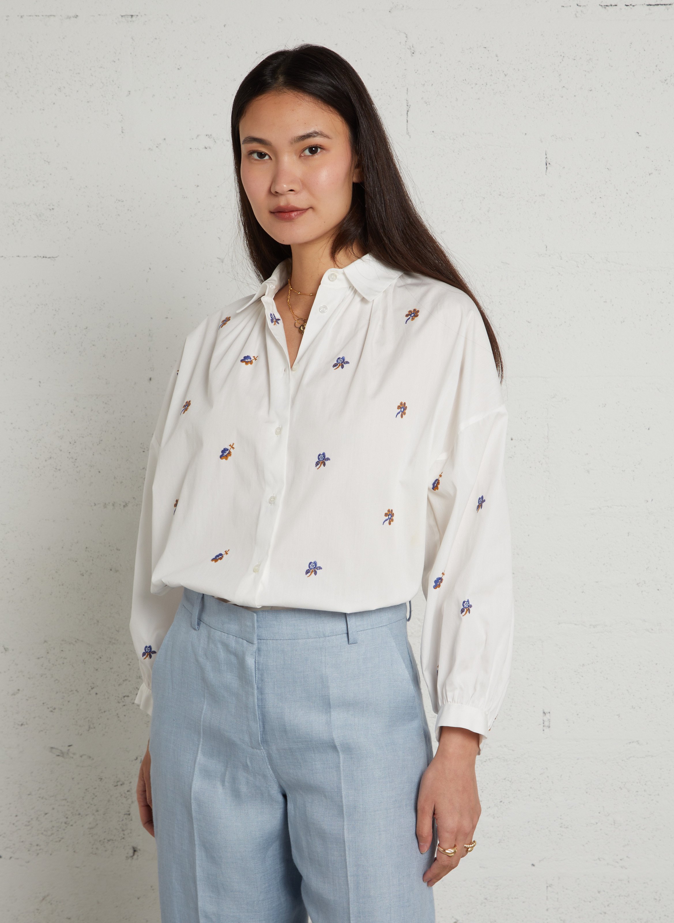 Chemise ample à motifs brodés MAX MARA WEEK END Blanc