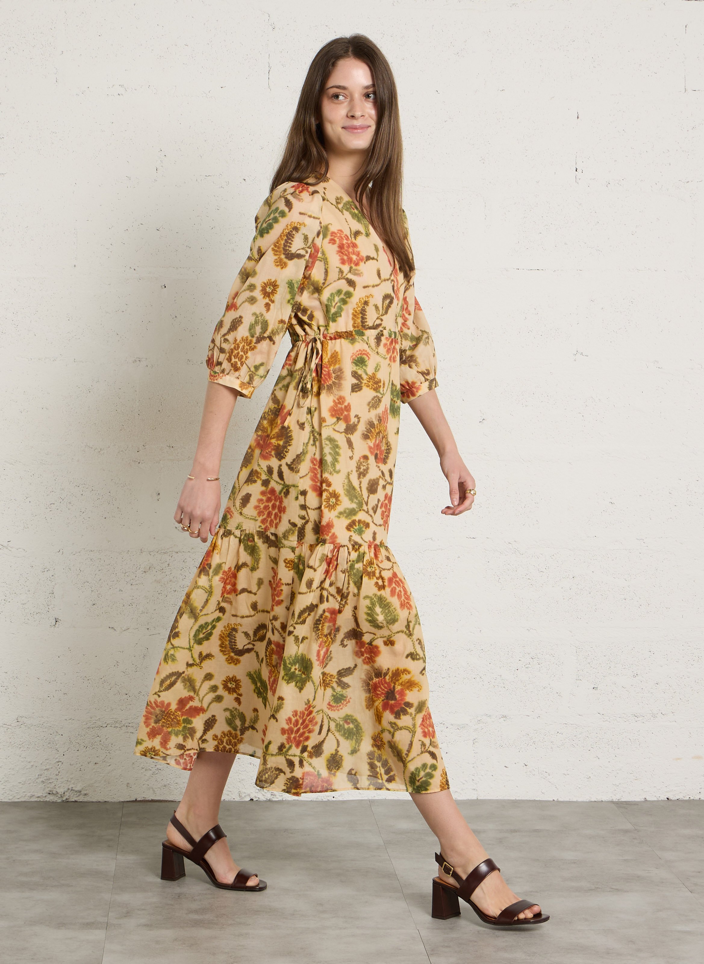 Robe longue ample en coton SUD EXPRESS Kaki