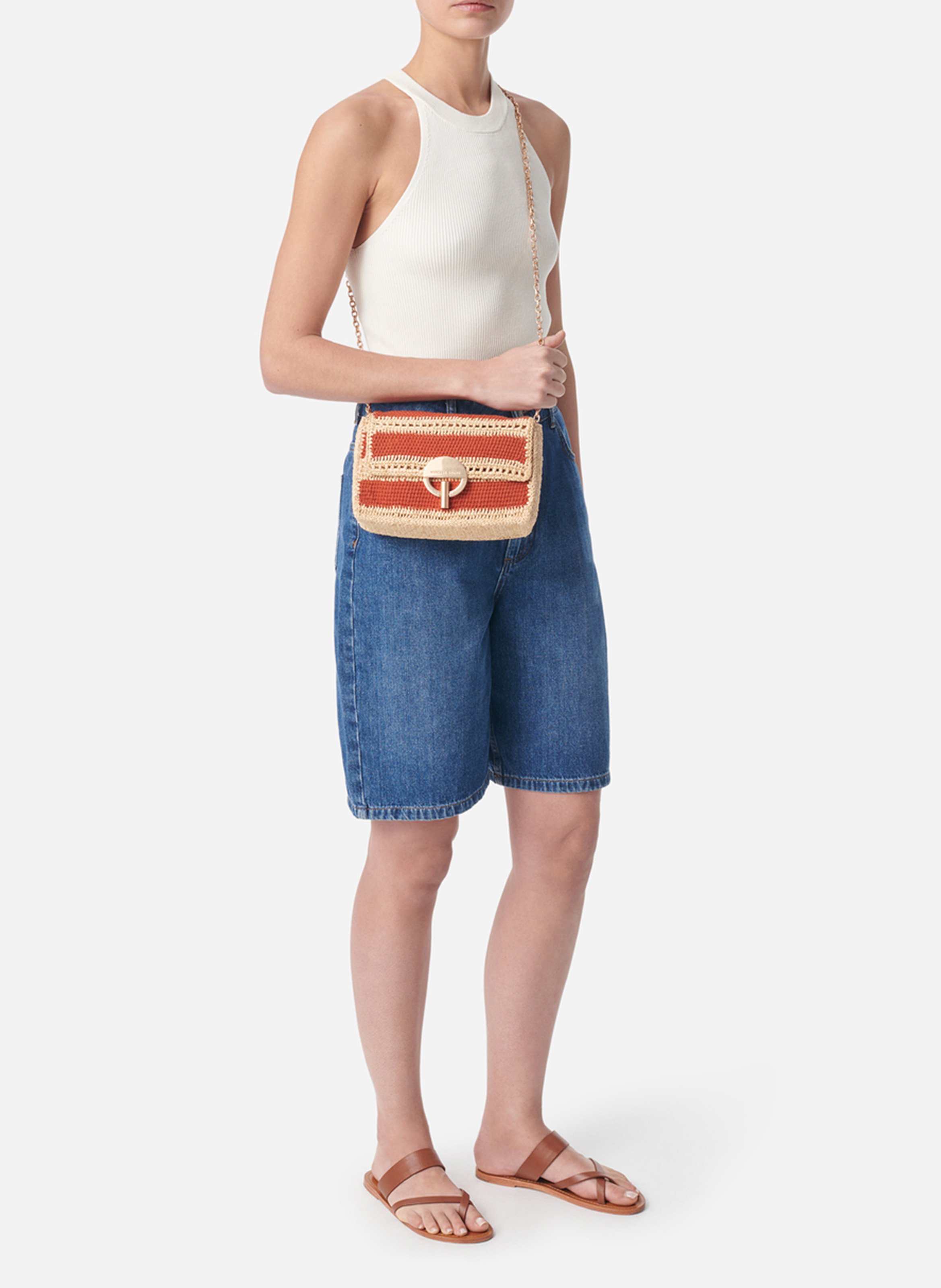 Clutch aus Bast VANESSA BRUNO Orange