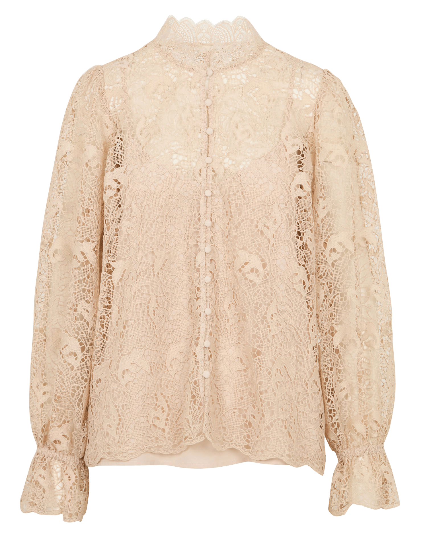 Straight blouse with lace embroidery SUNCOO White