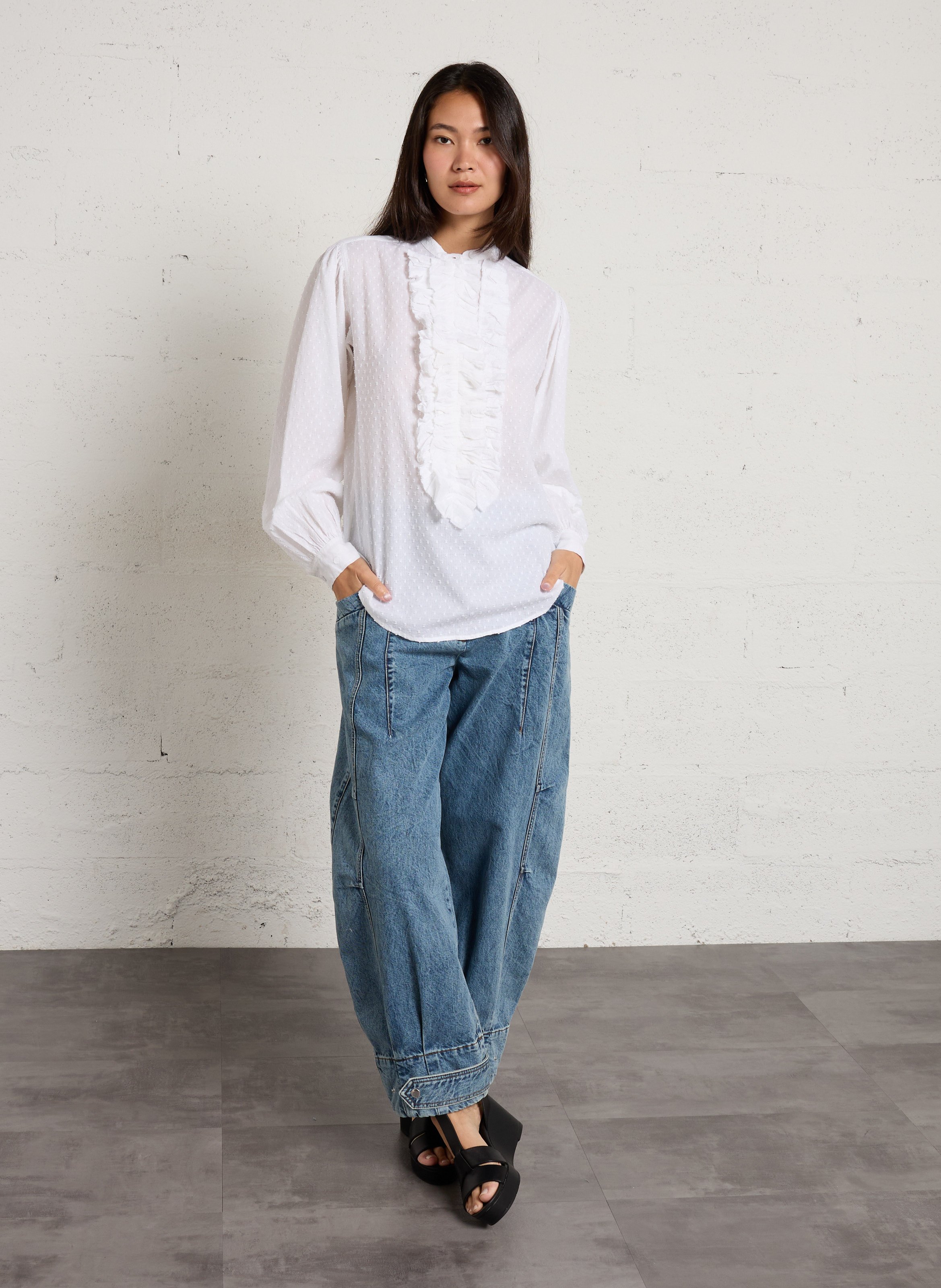 Gerade Bluse aus Baumwolle LAURENCE BRAS Weiss