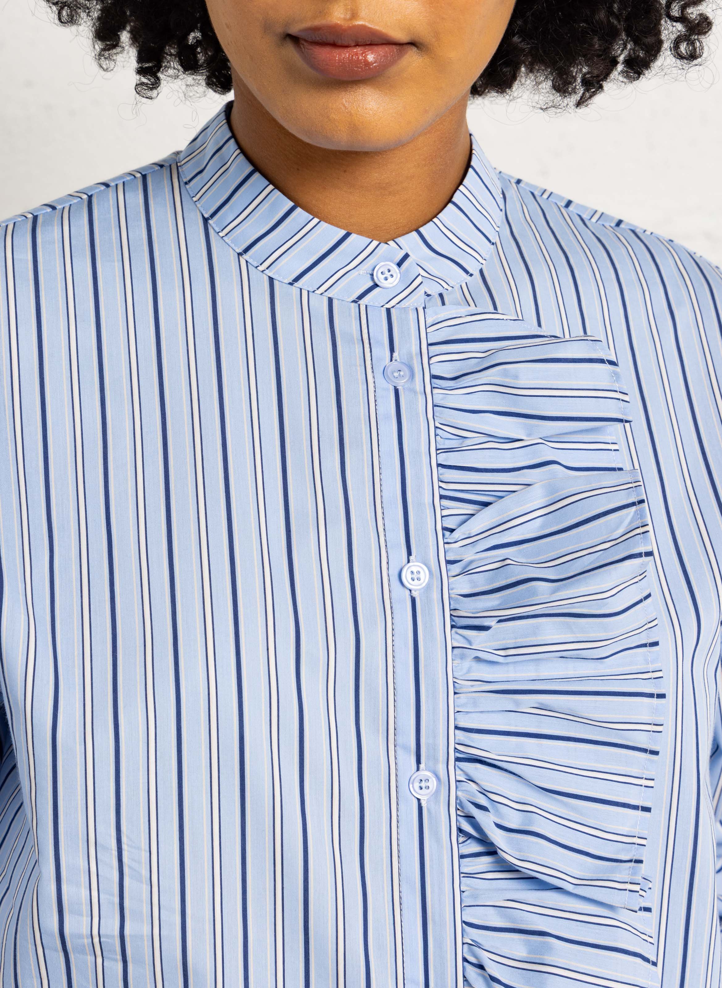 Round neck cotton blend shirt SUNCOO Blue
