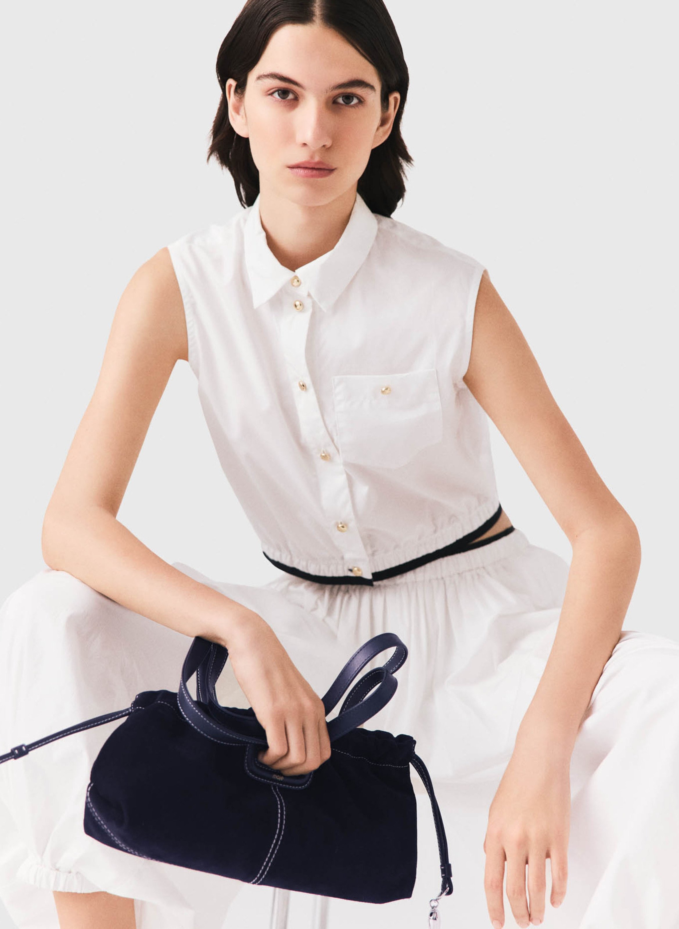 Chemise droite en coton MAJE Blanc