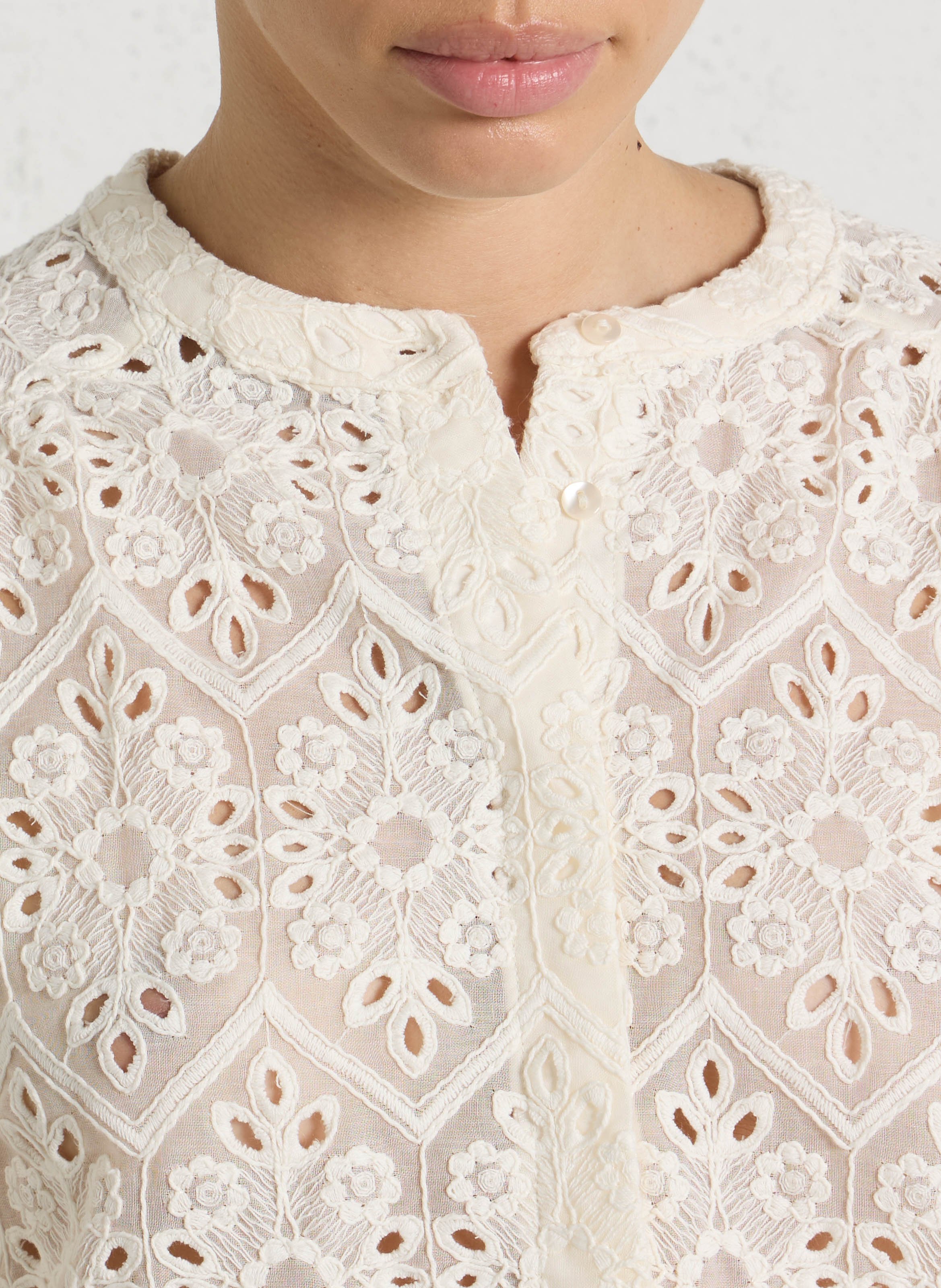 Straight shirt with round embroidered collar MAISON 123 Beige