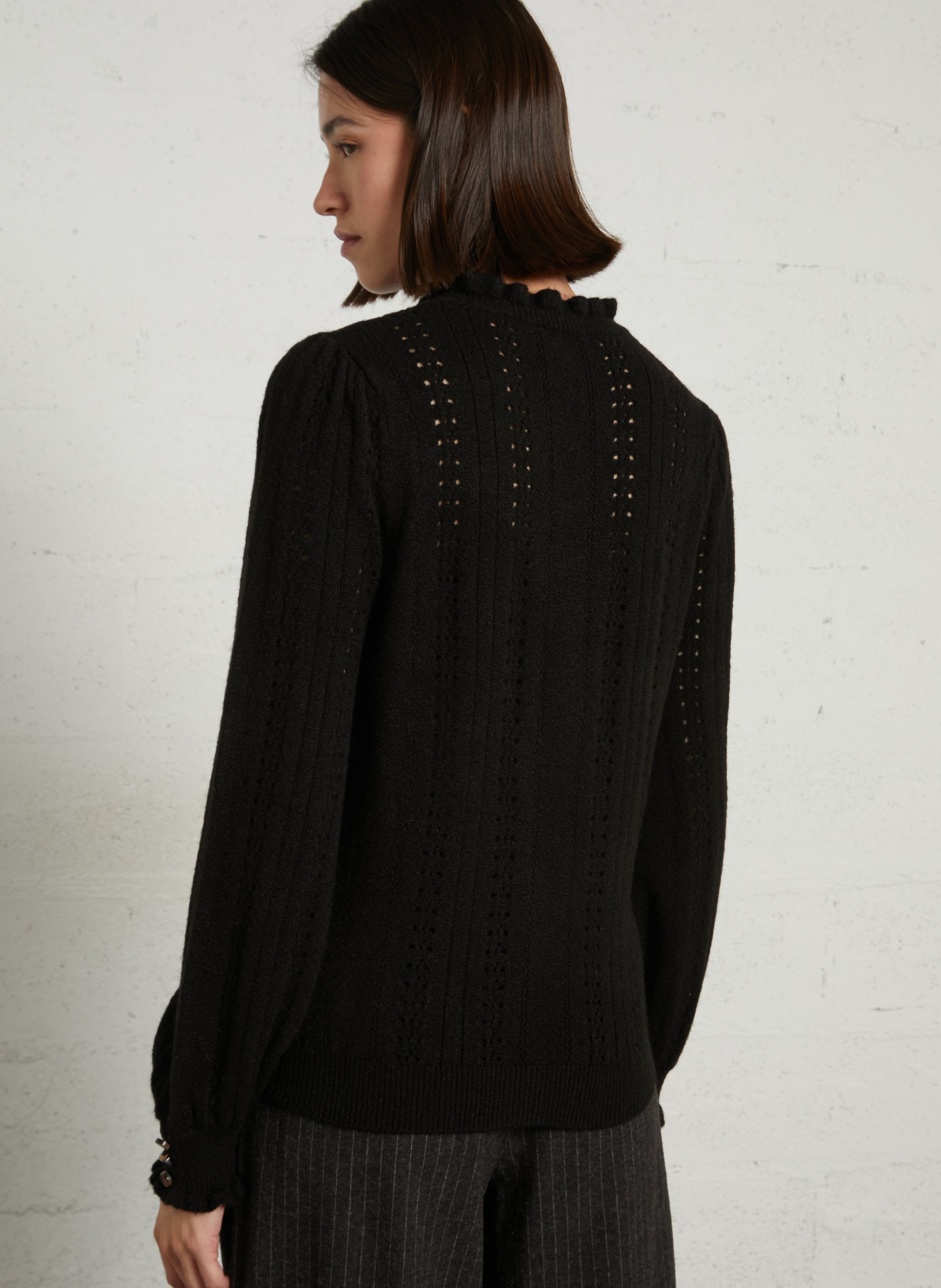 Quilted printed cotton short cardigan LA PETITE ETOILE Black