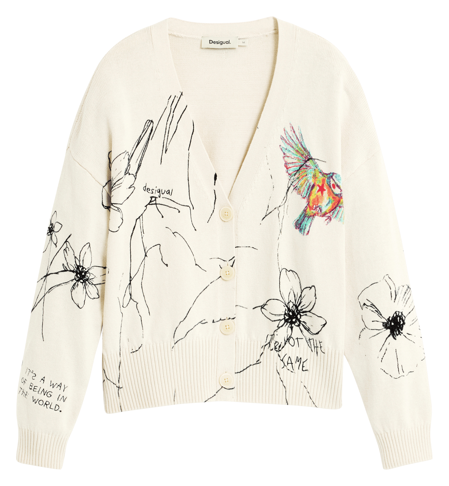 Gilet oversize col V e, coton mélangé imprimé DESIGUAL Blanc