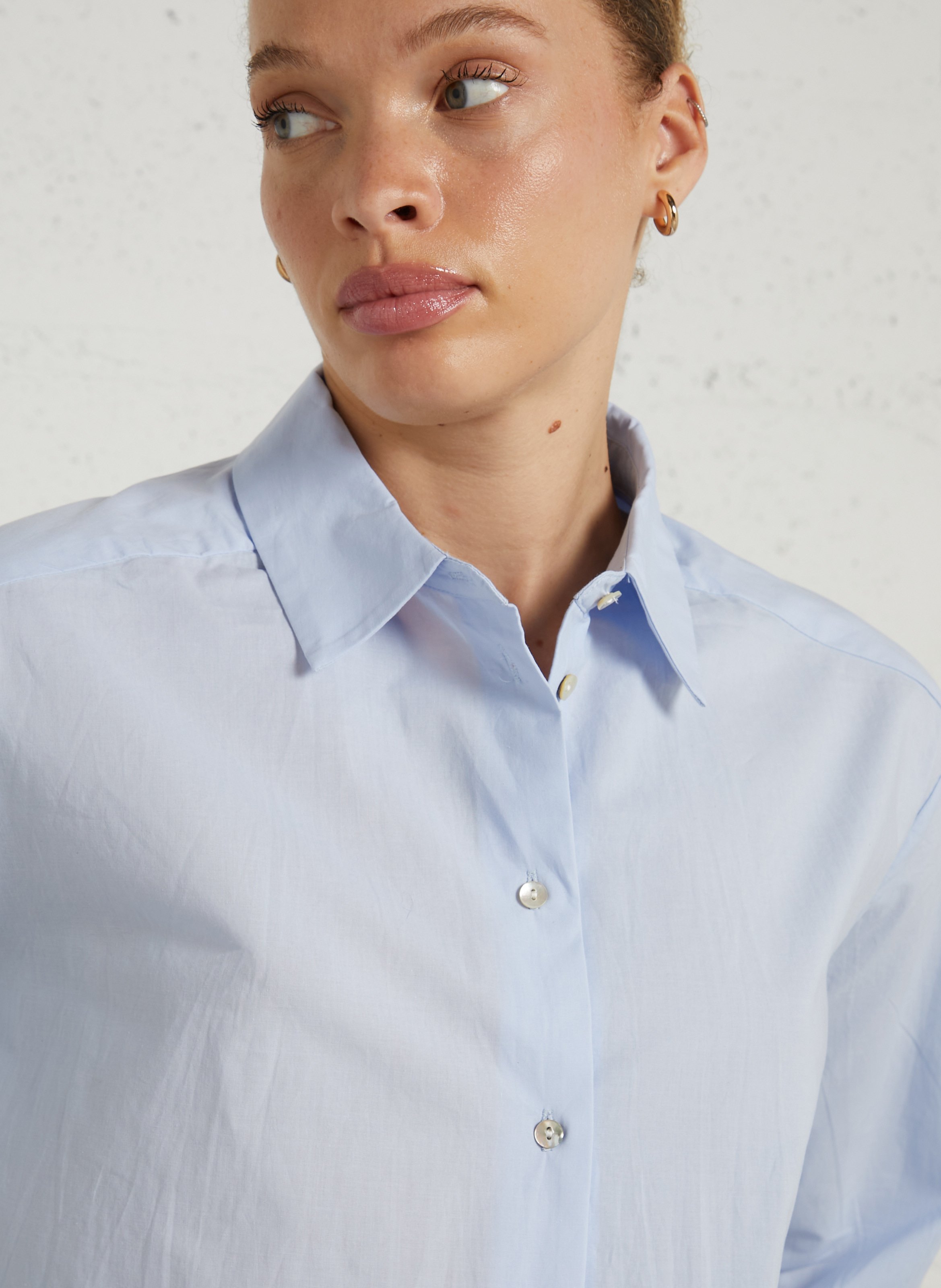 Round-neck striped cotton blouse JC SOPHIE Blue