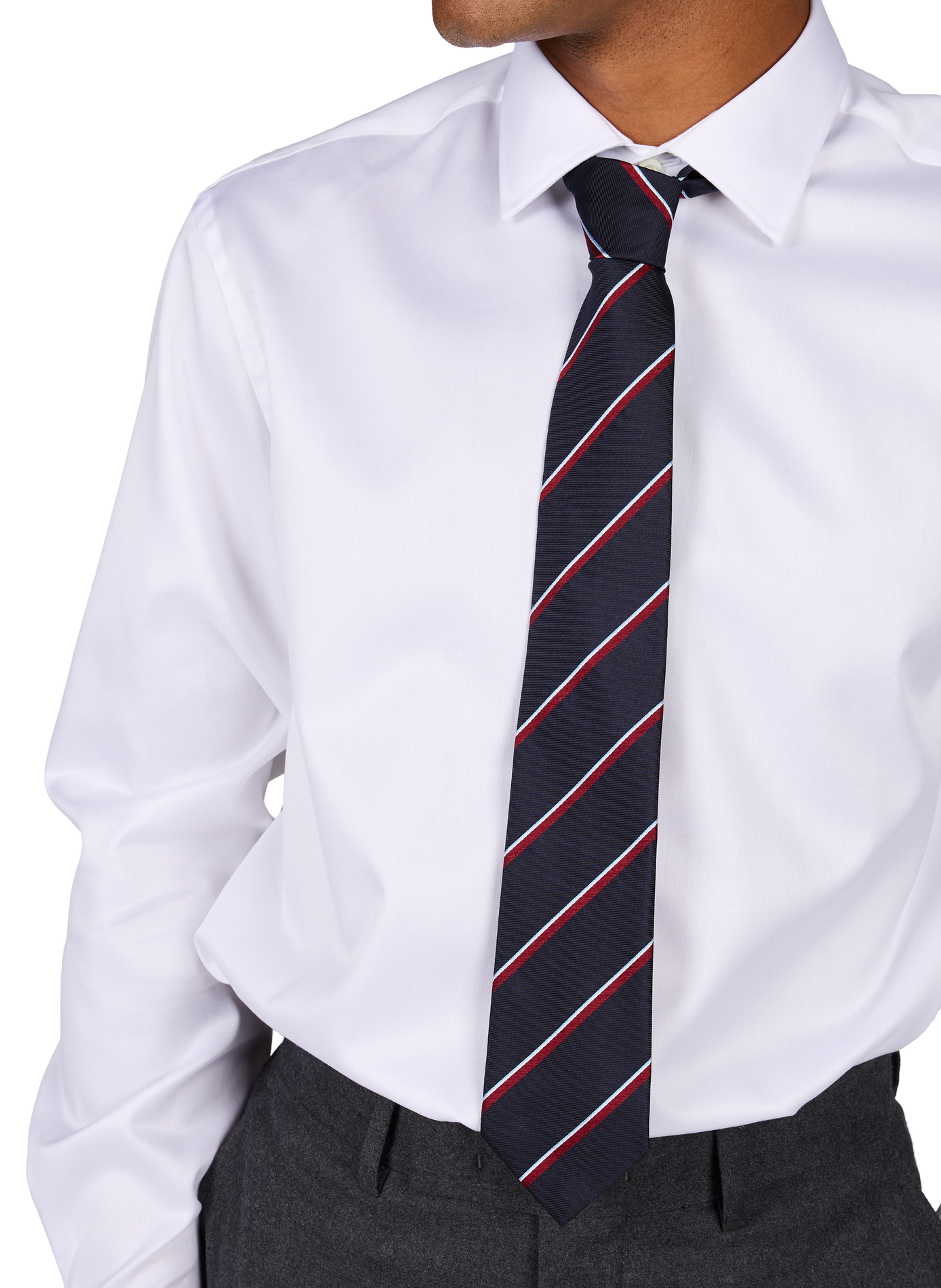 Striped silk tie AU PRINTEMPS PARIS Red