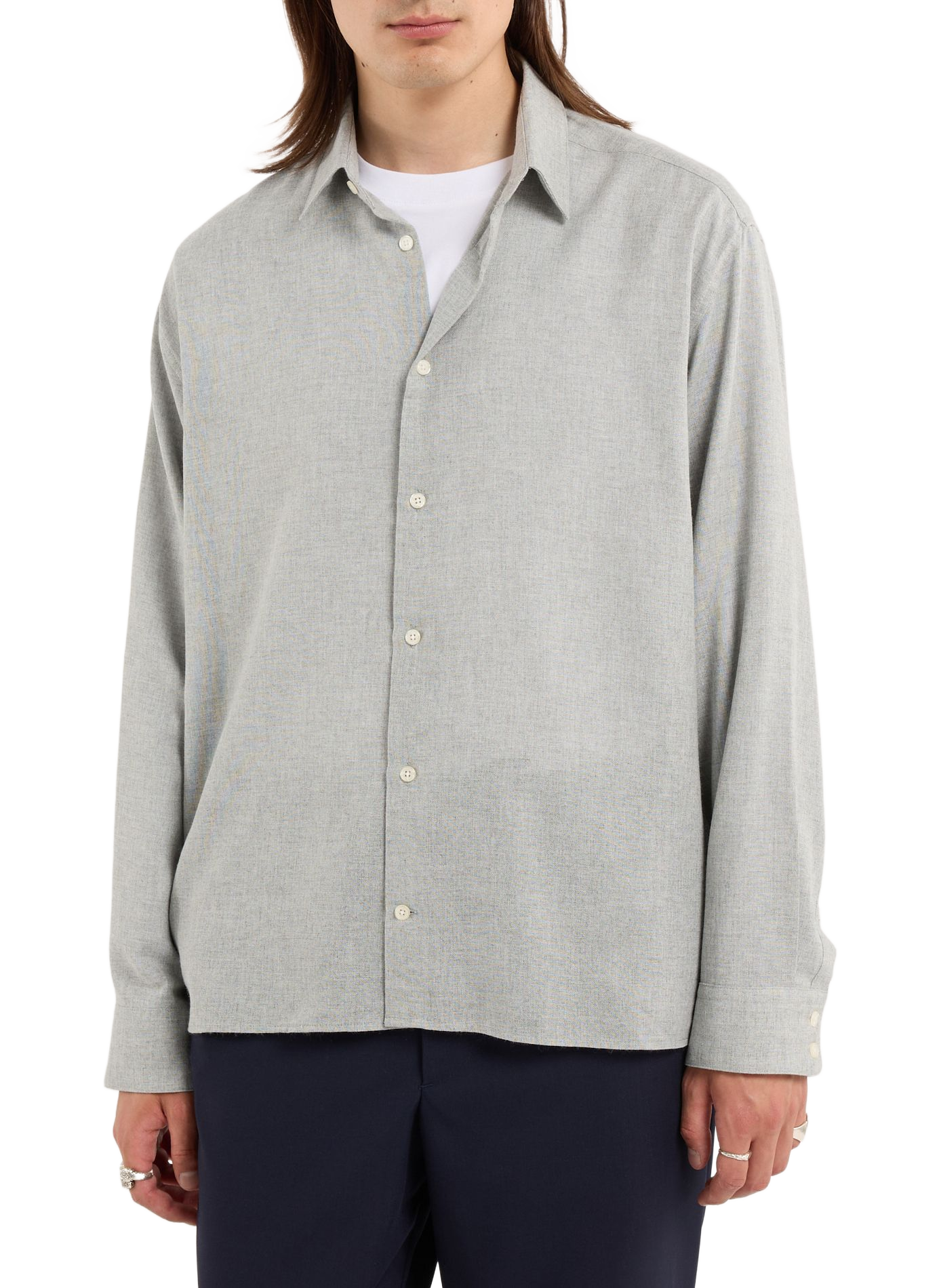 Solid straight button-up shirt SAISON 1865 Grey