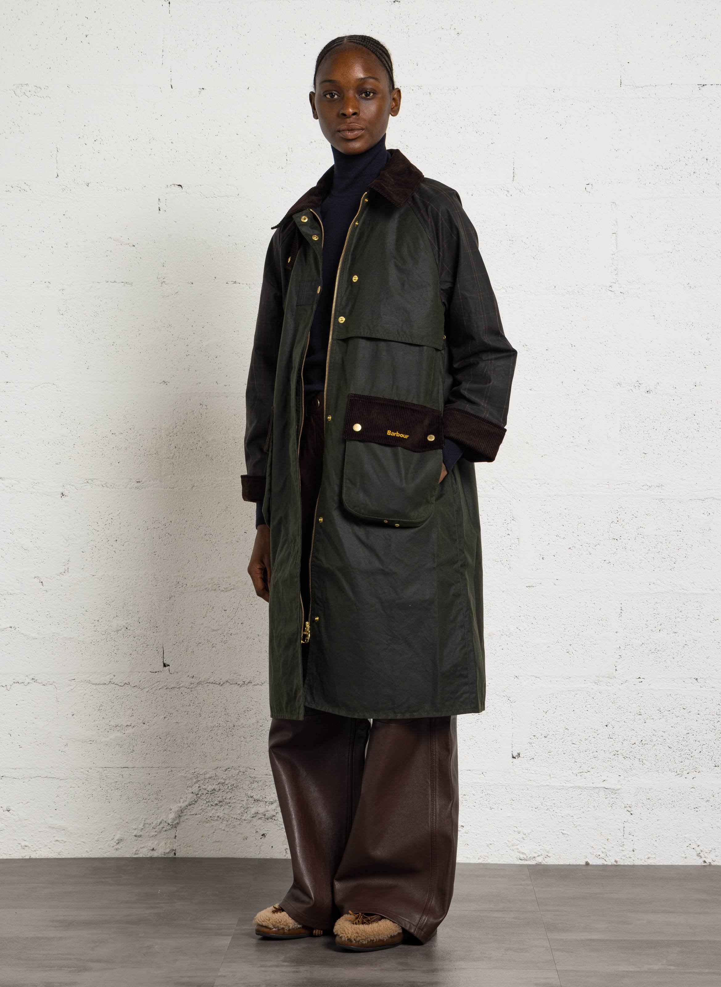 Gerader Parka mit klassischem Kragen aus Baumwolle BARBOUR Khaki