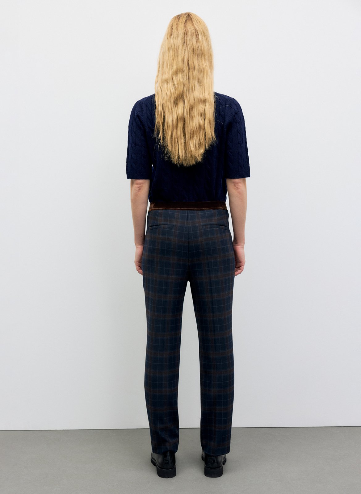 Pantalon à pinces à carreaux GERARD DAREL Bleu