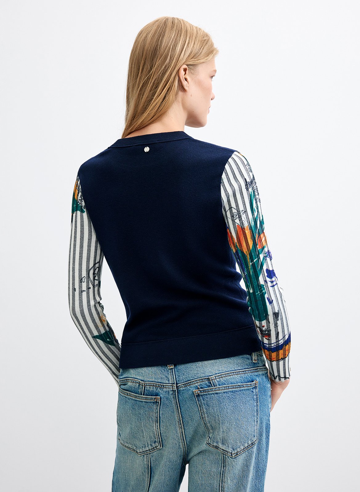 Pull col rond  DESIGUAL Bleu