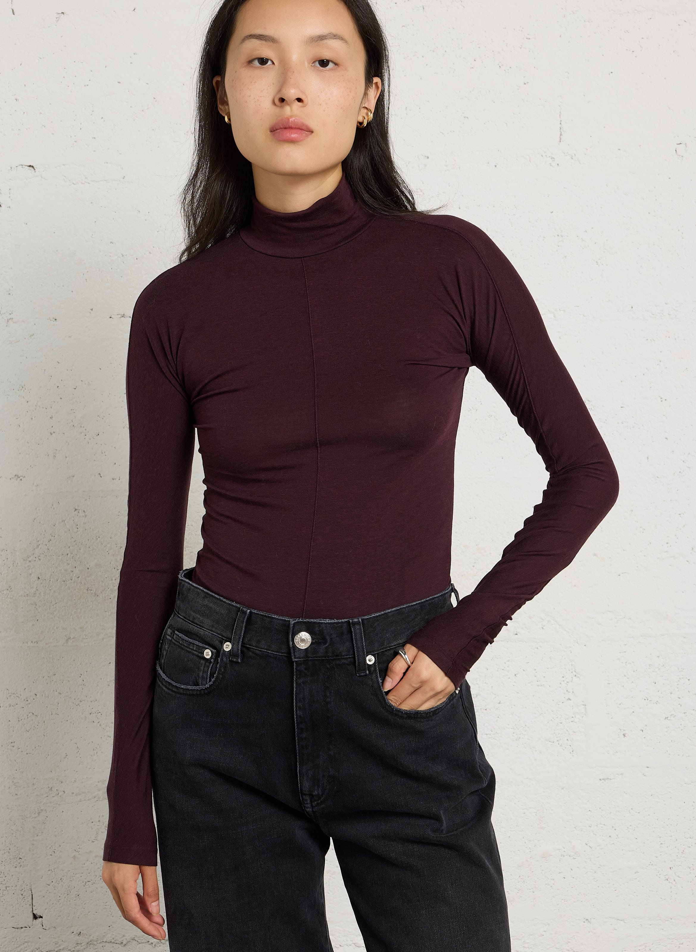 Eng anliegendes Rollkragen-T-Shirt uni BELLEROSE Rot