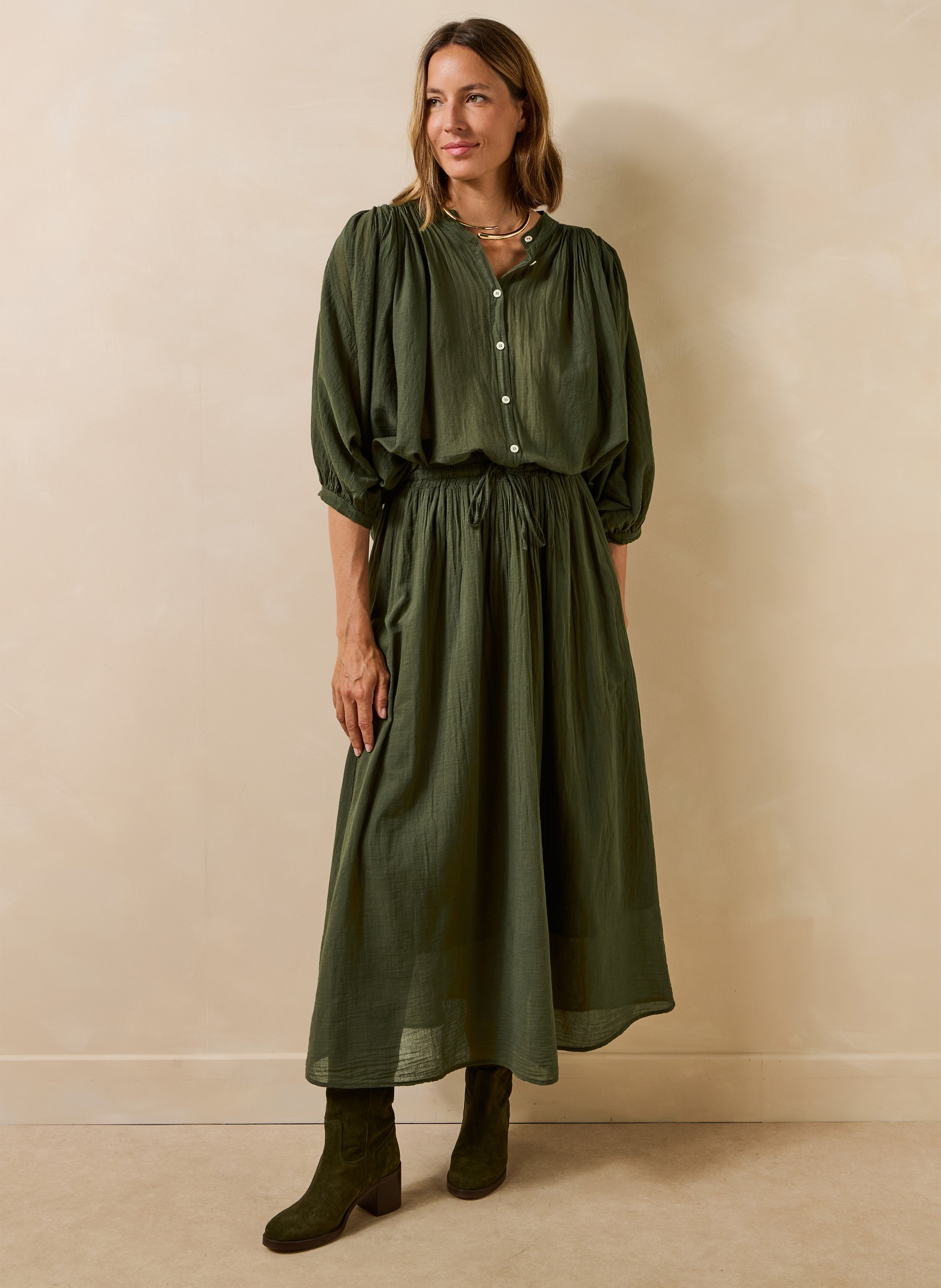 Oversized cotton shirt LA FEE MARABOUTEE Green