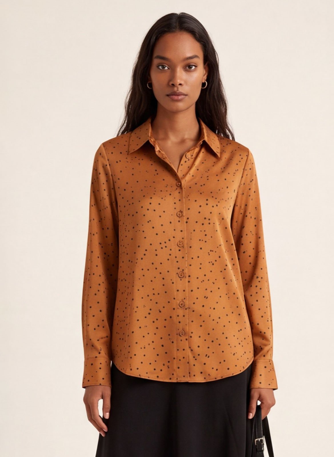 Plain polka-dot straight-cut shirt KOOKAI Brown
